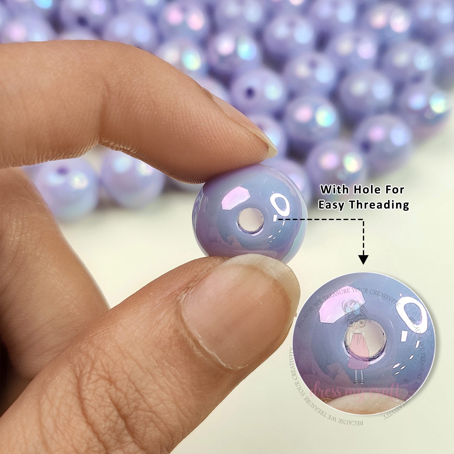 Holographic Premium Acrylic Beads - Purple