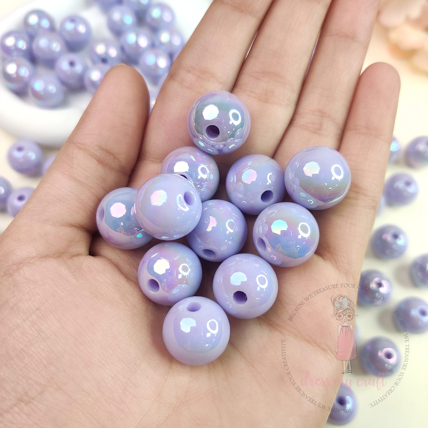 Holographic Premium Acrylic Beads - Purple