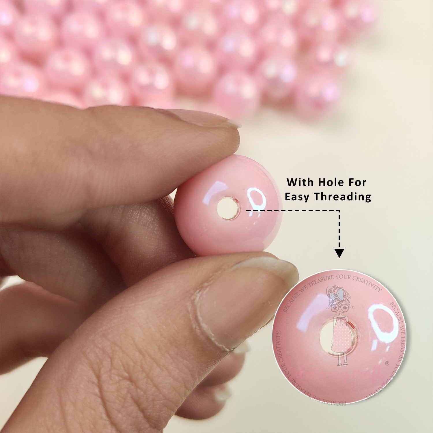 Holographic Premium Acrylic Beads - Pink