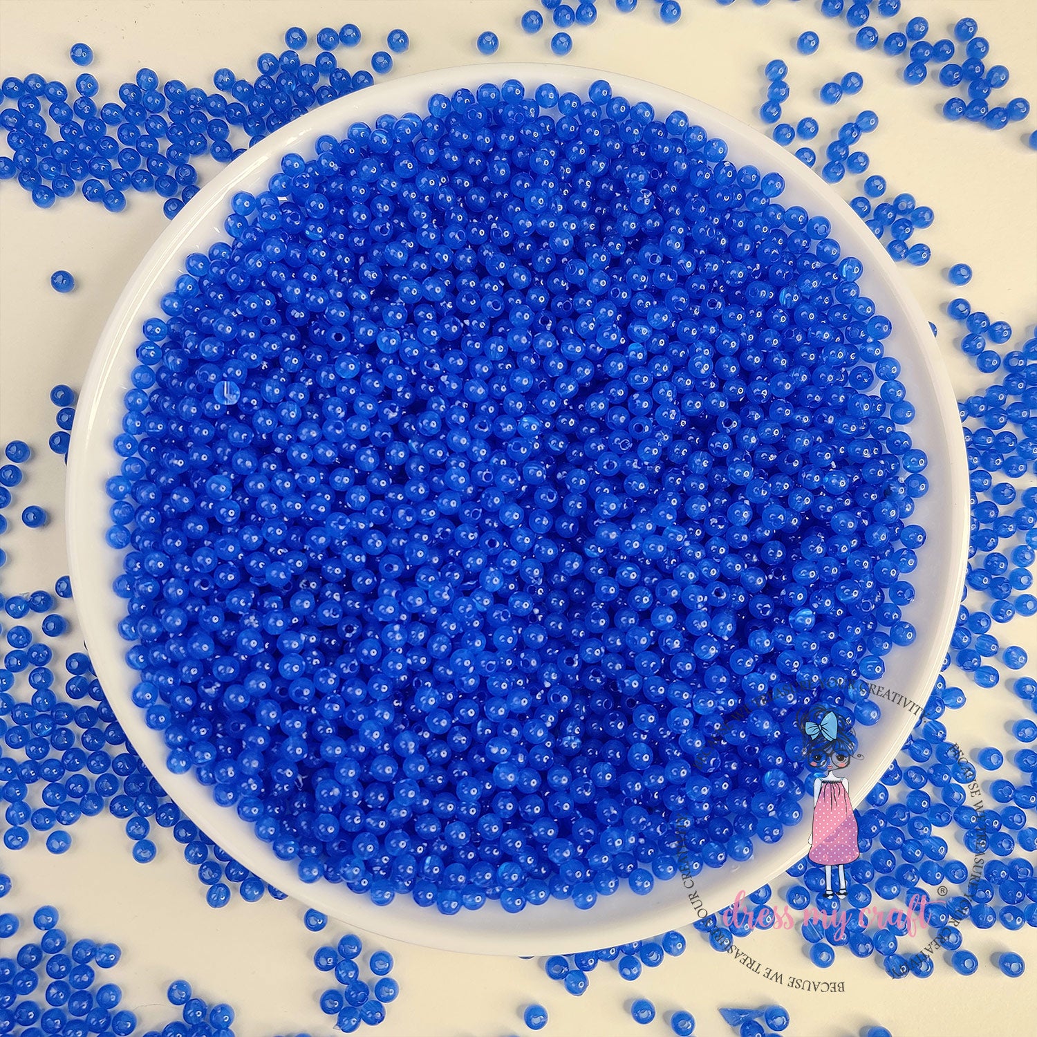 Round Acrylic Beads - Navy Blue