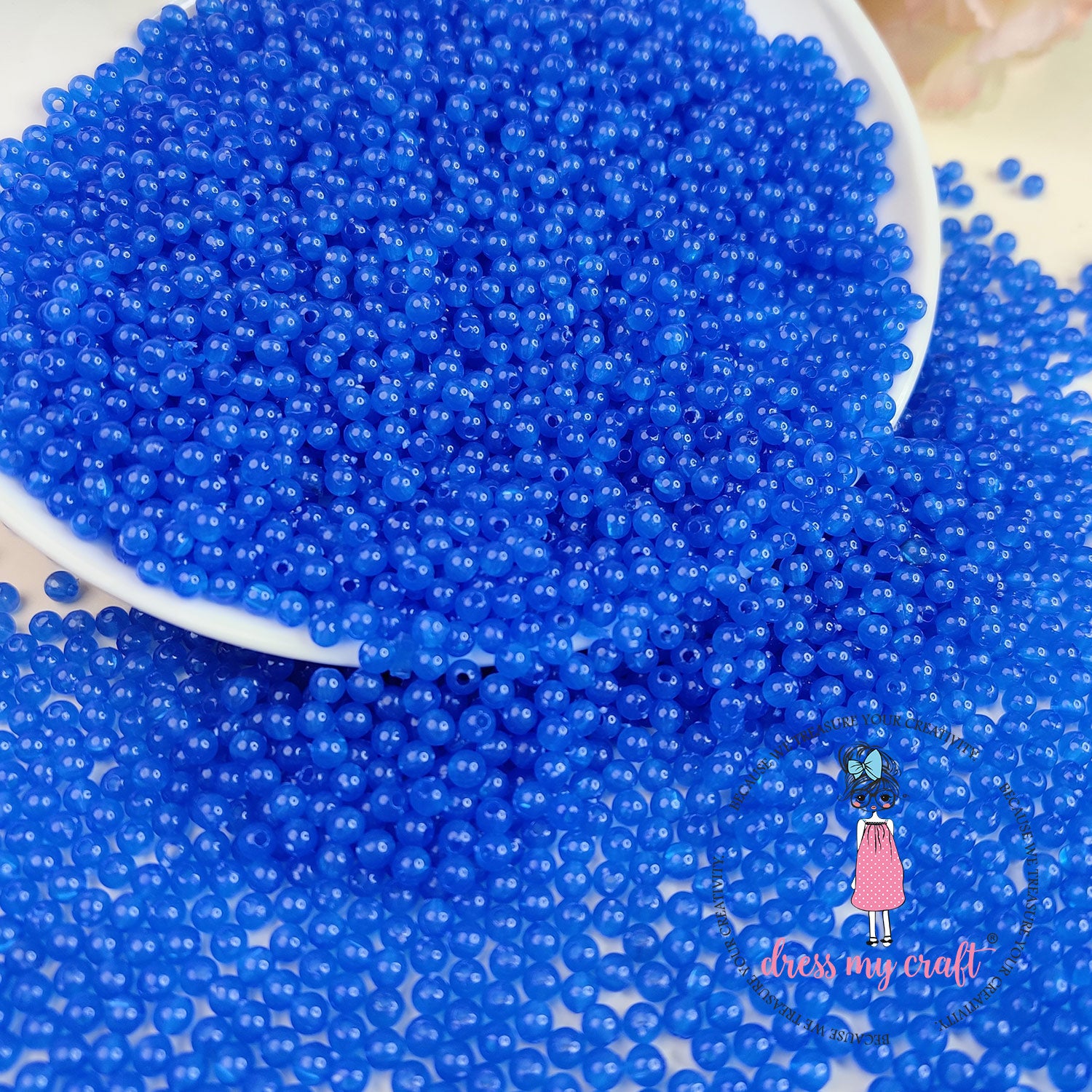 Round Acrylic Beads - Navy Blue