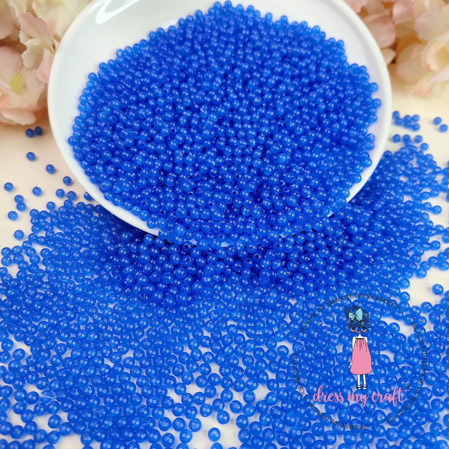 Round Acrylic Beads - Navy Blue
