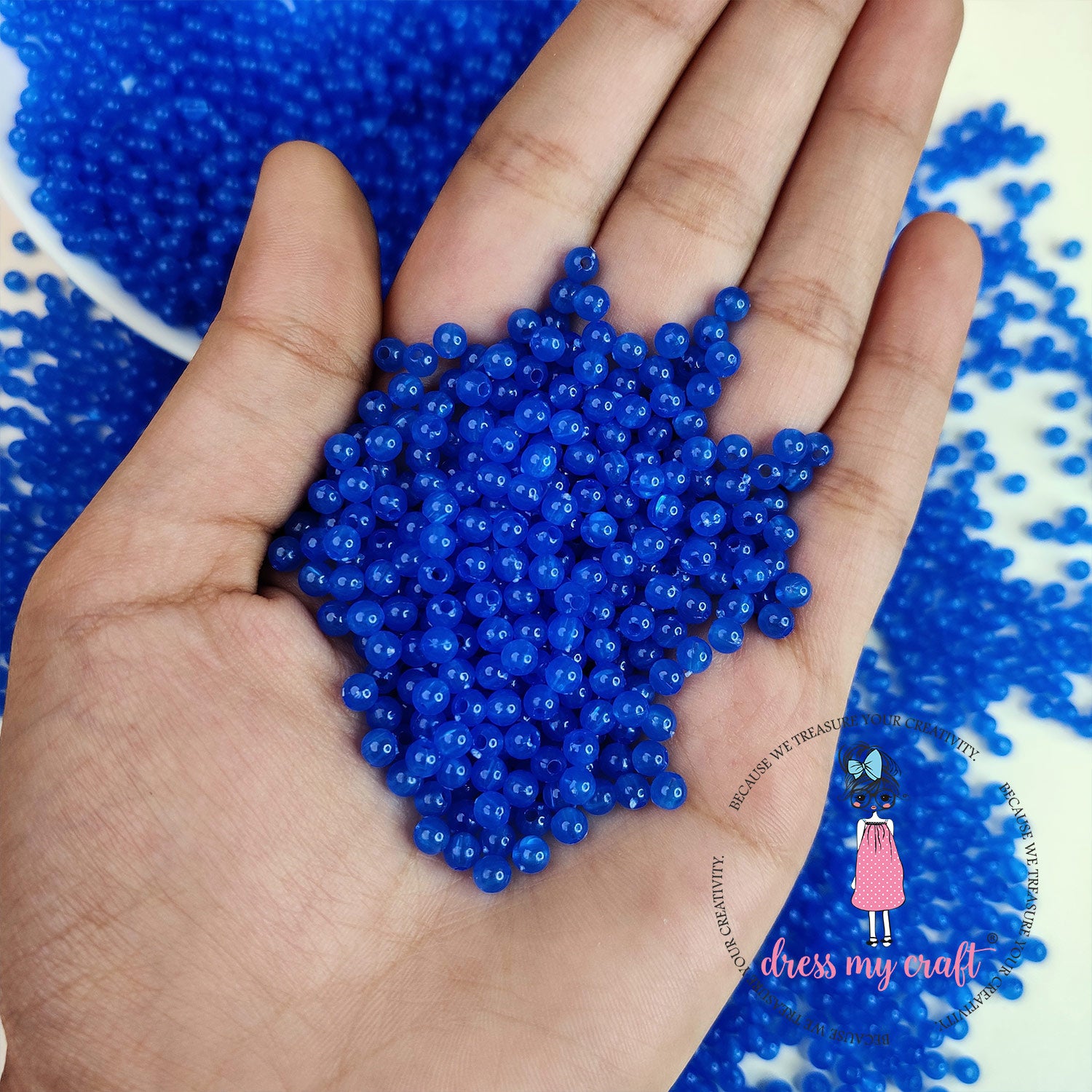 Round Acrylic Beads - Navy Blue