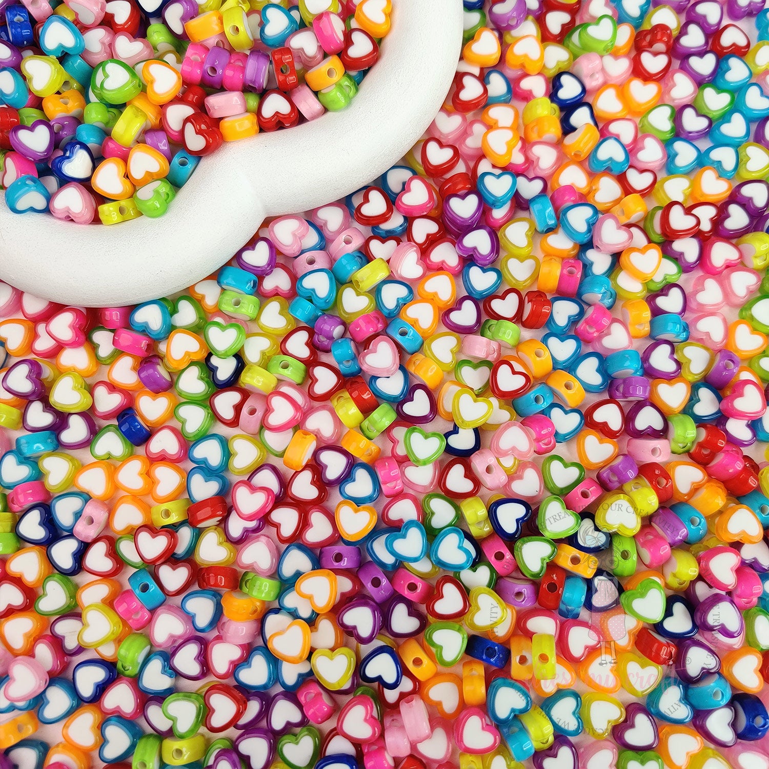 Multicolor Tiny Heart Beads