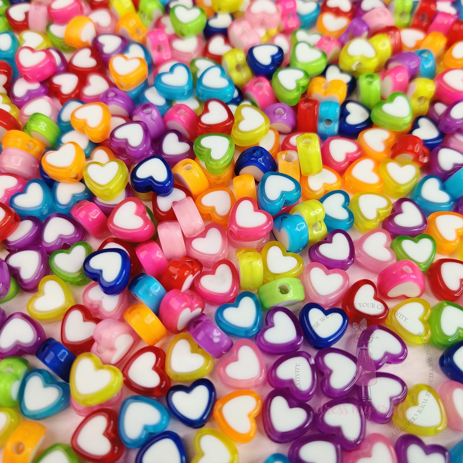 Multicolor Tiny Heart Beads