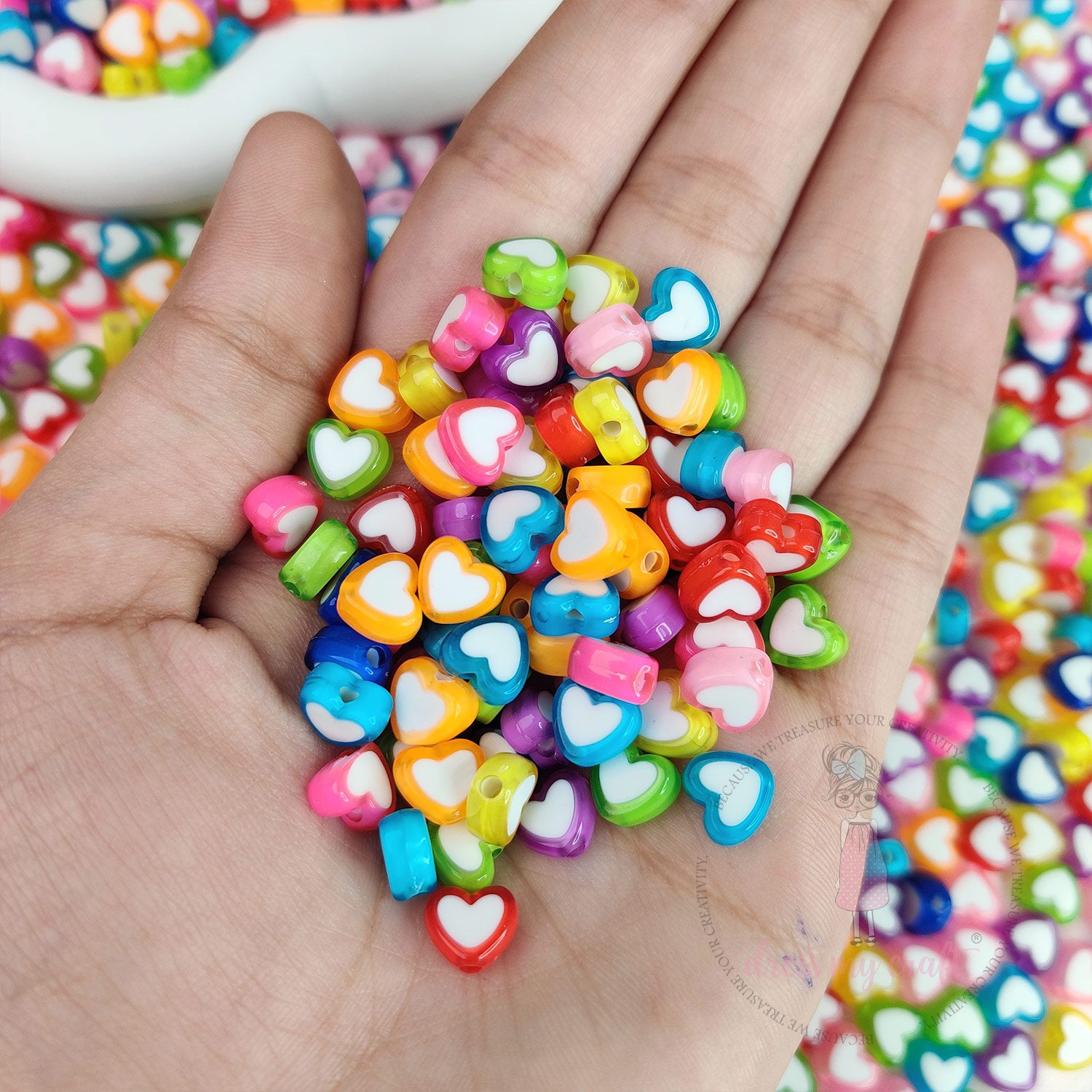 Multicolor Tiny Heart Beads