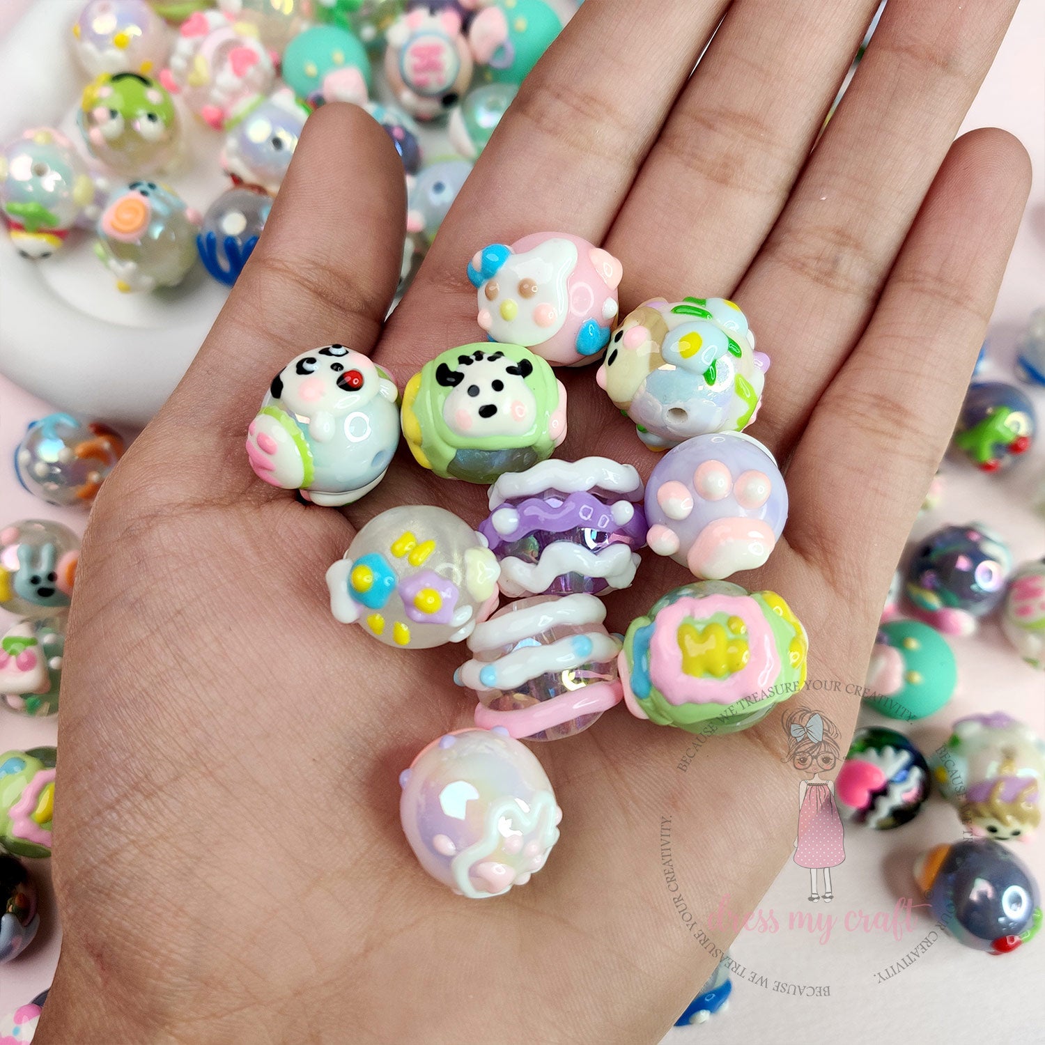Hand Painted Dreamland Doodle Beads