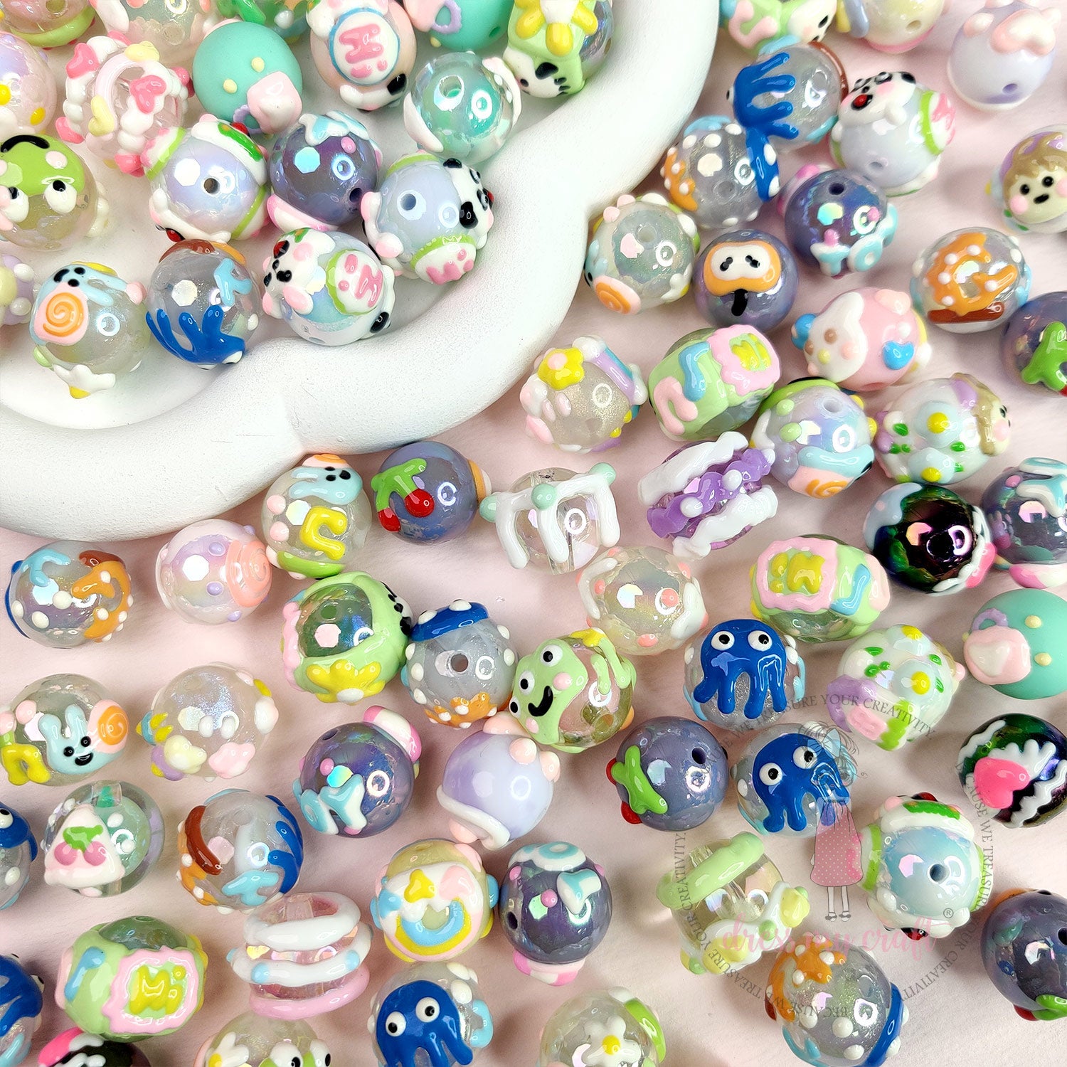 Hand Painted Dreamland Doodle Beads