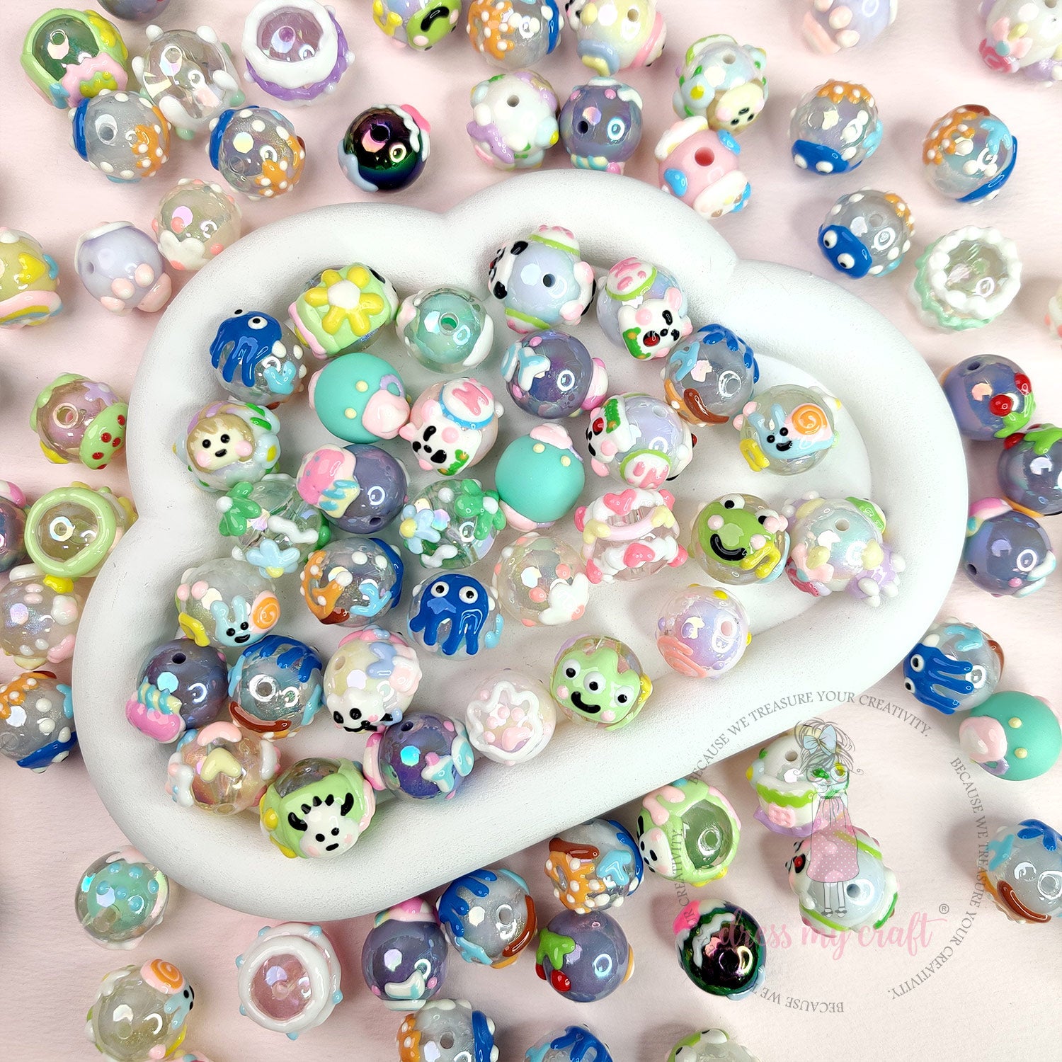 Hand Painted Dreamland Doodle Beads