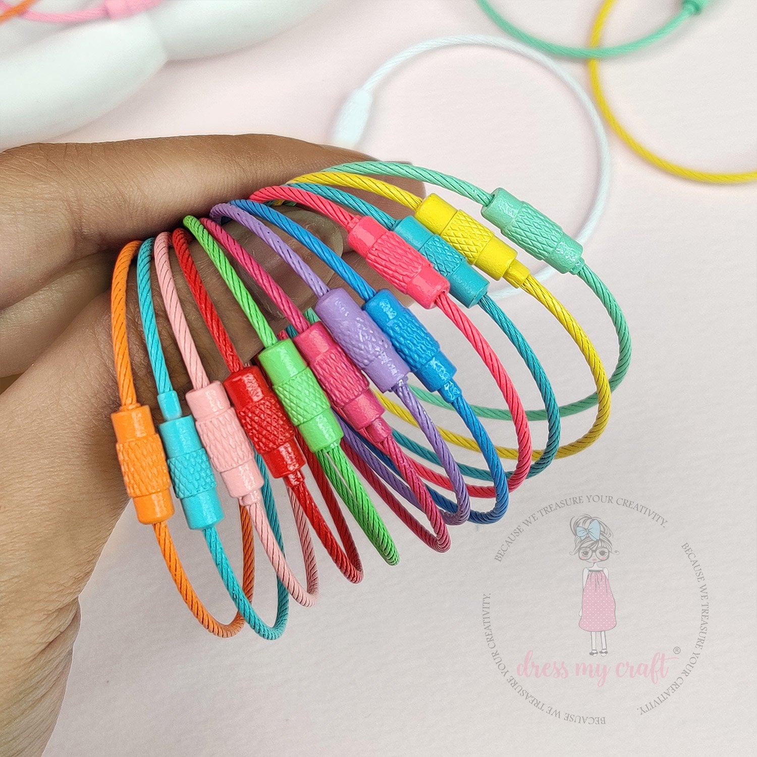 Multicolor Cable Wire Metal Keyrings