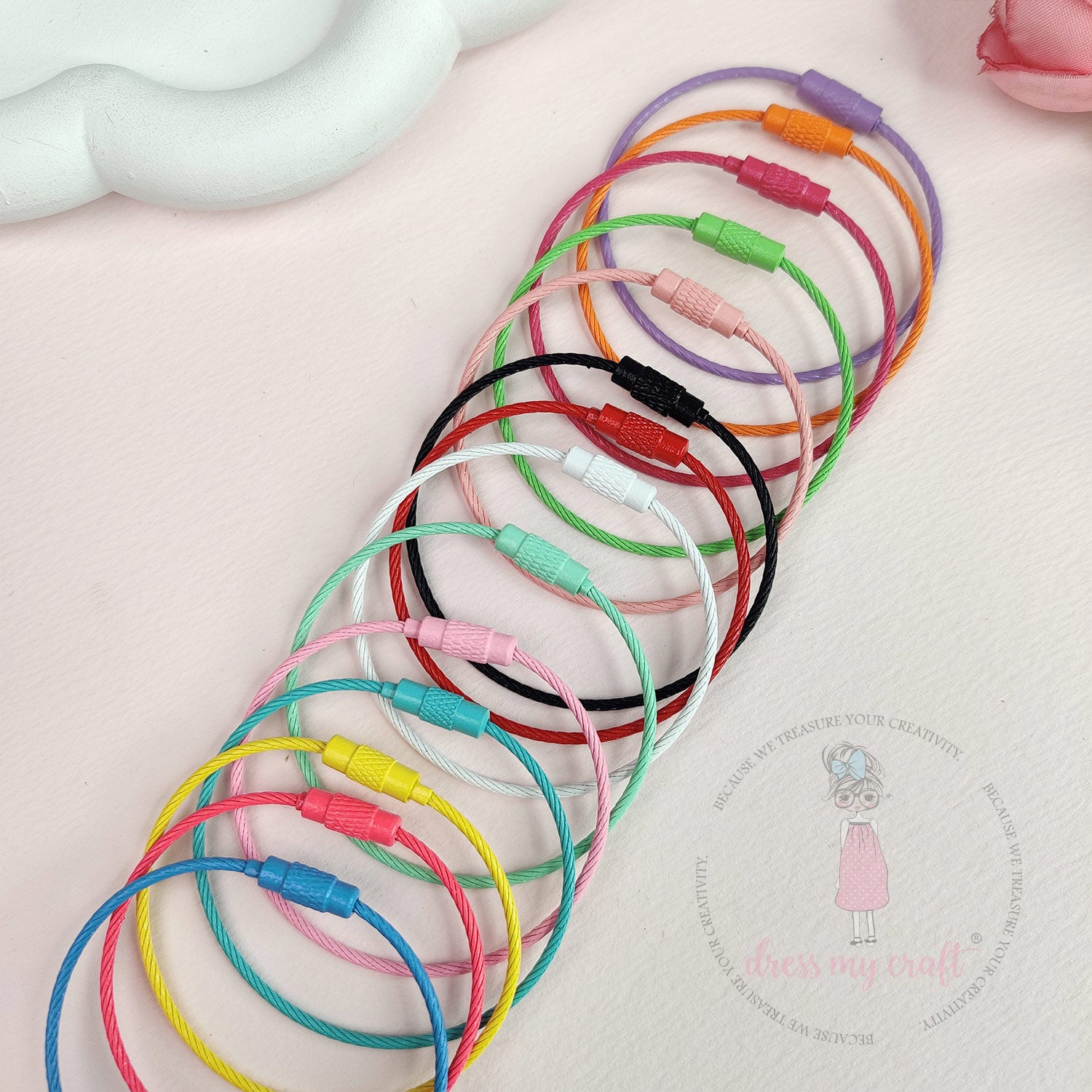 Multicolor Cable Wire Metal Keyrings