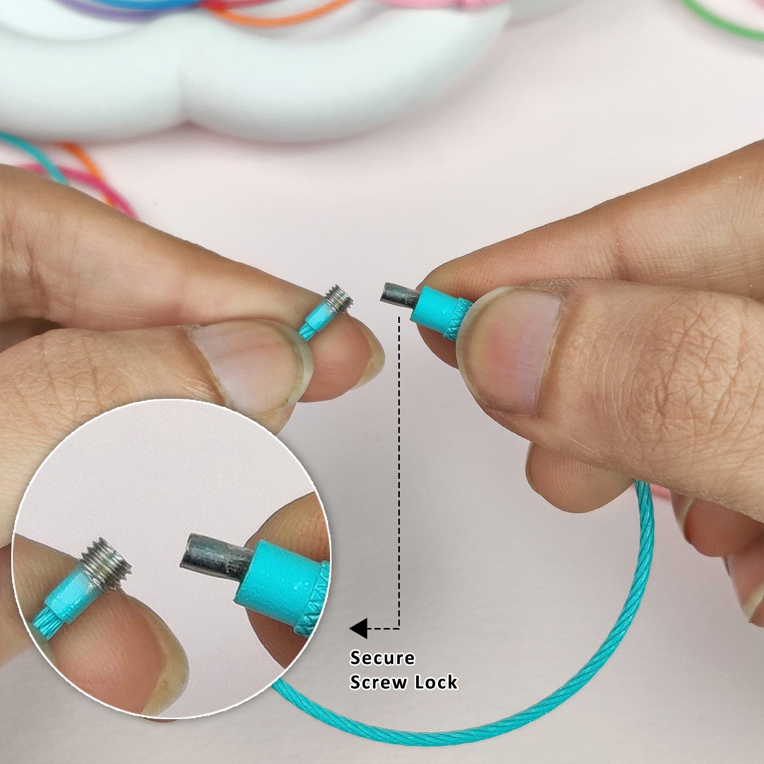 Multicolor Cable Wire Metal Keyrings