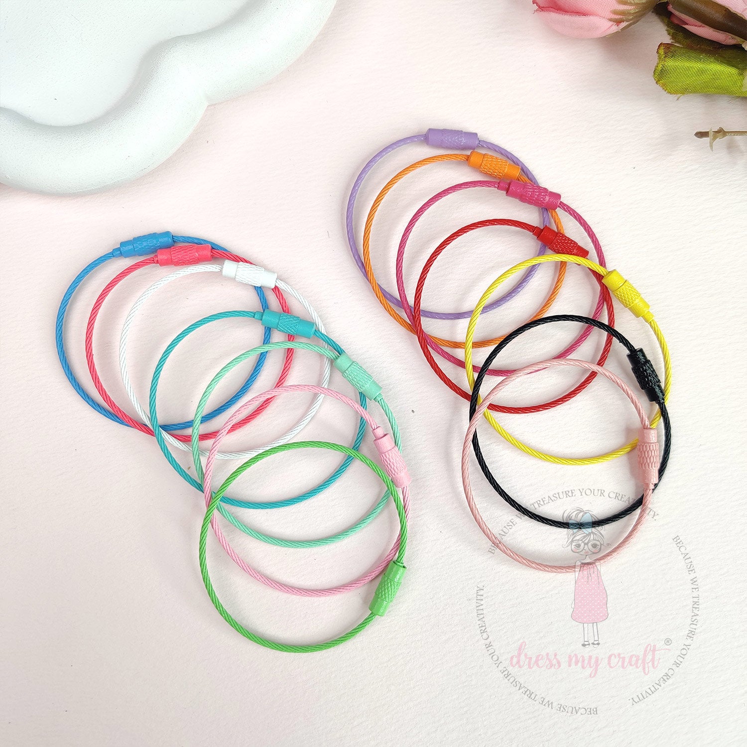 Multicolor Cable Wire Metal Keyrings