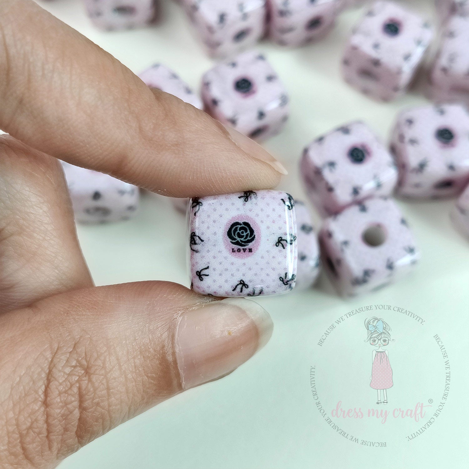 Designer Square Beads - Rose Whispers