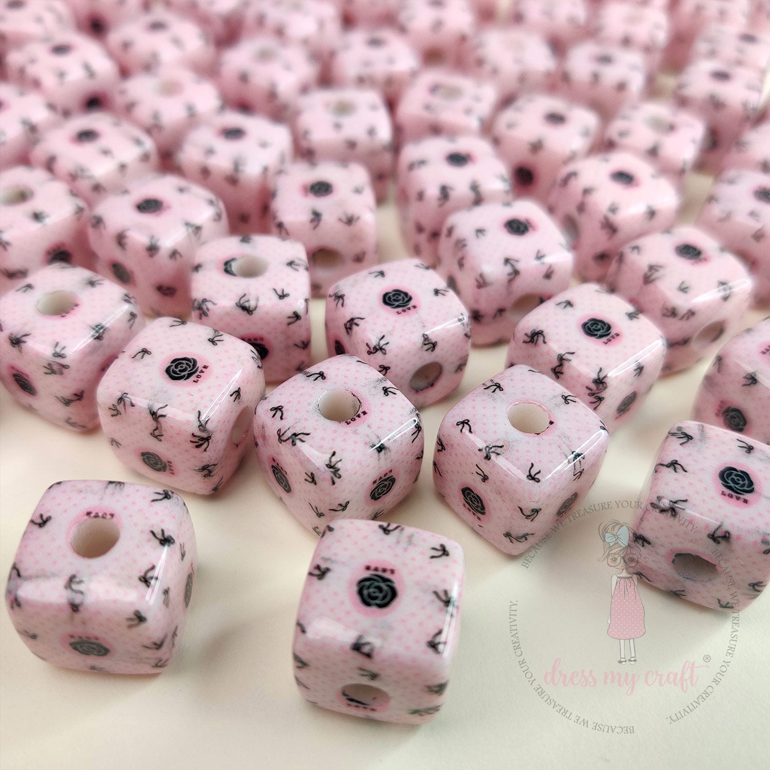 Designer Square Beads - Rose Whispers