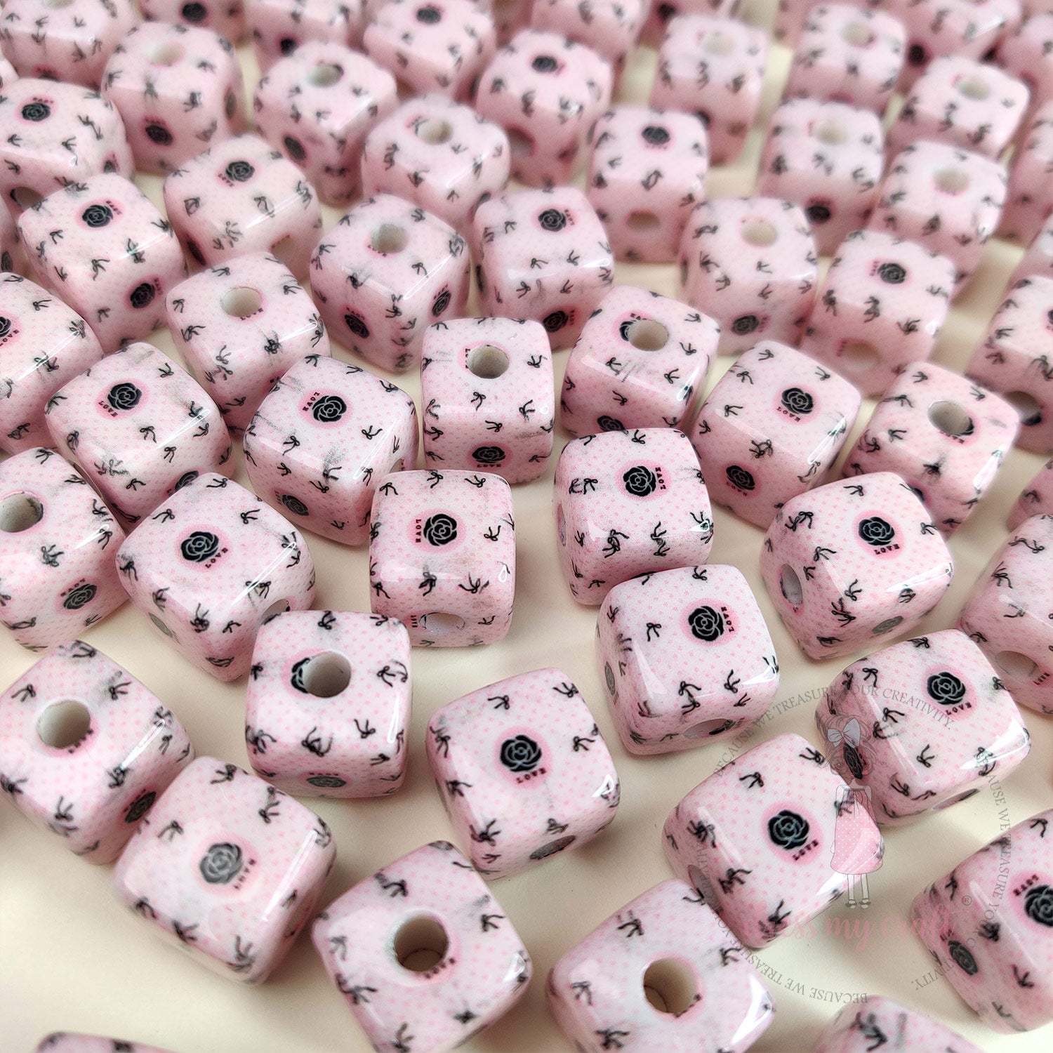 Designer Square Beads - Rose Whispers
