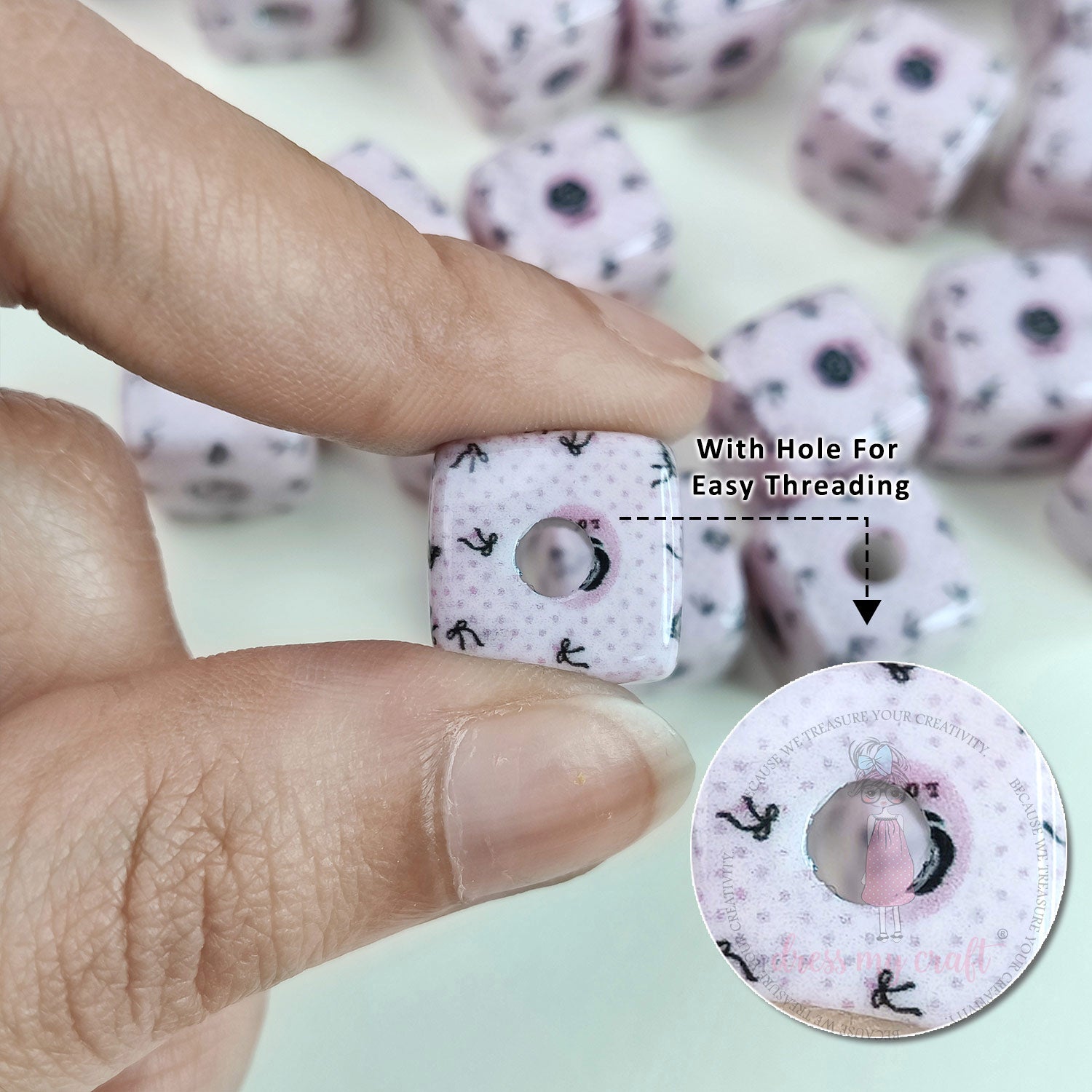 Designer Square Beads - Rose Whispers