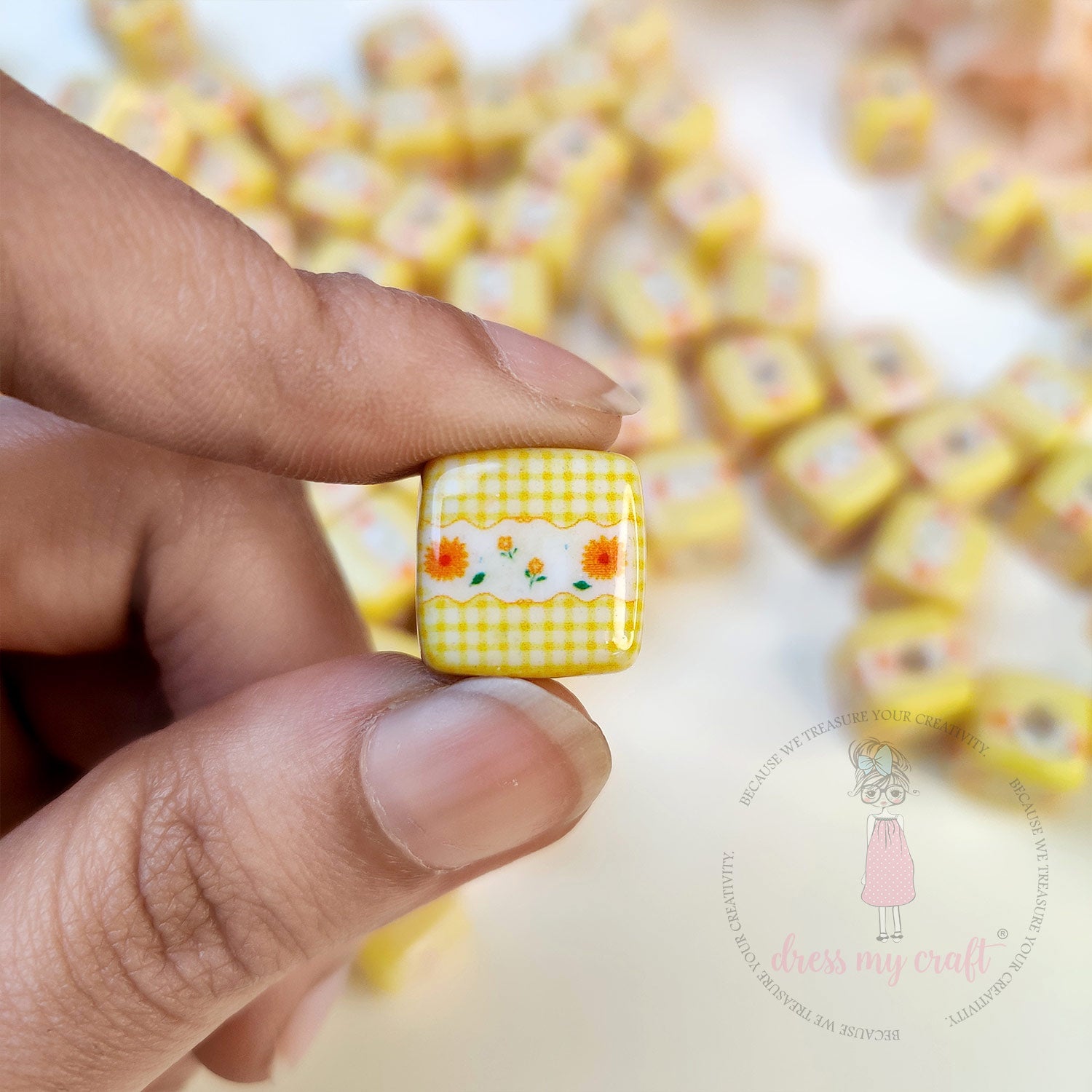 Designer Square Beads - Garden Sunshine