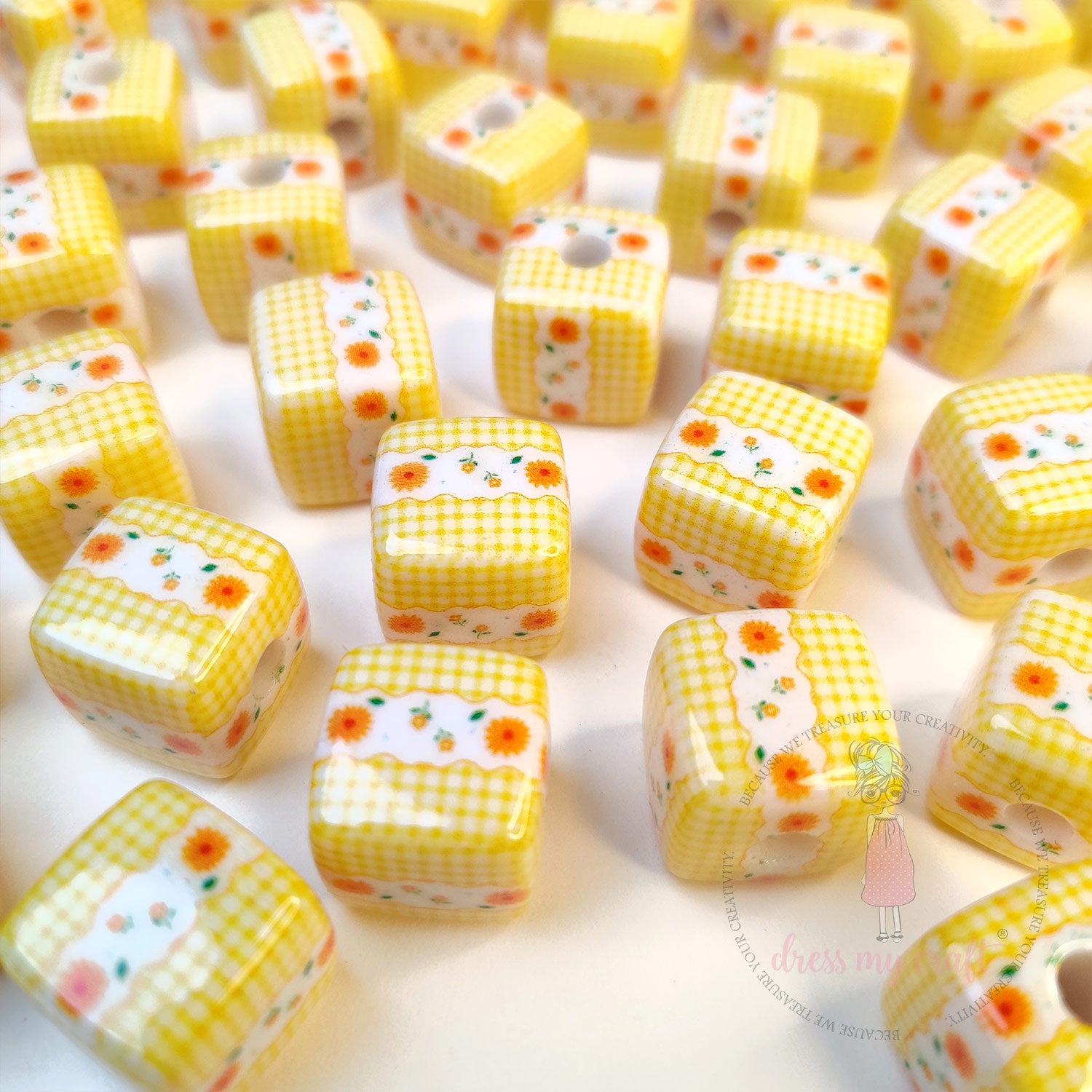 Designer Square Beads - Garden Sunshine