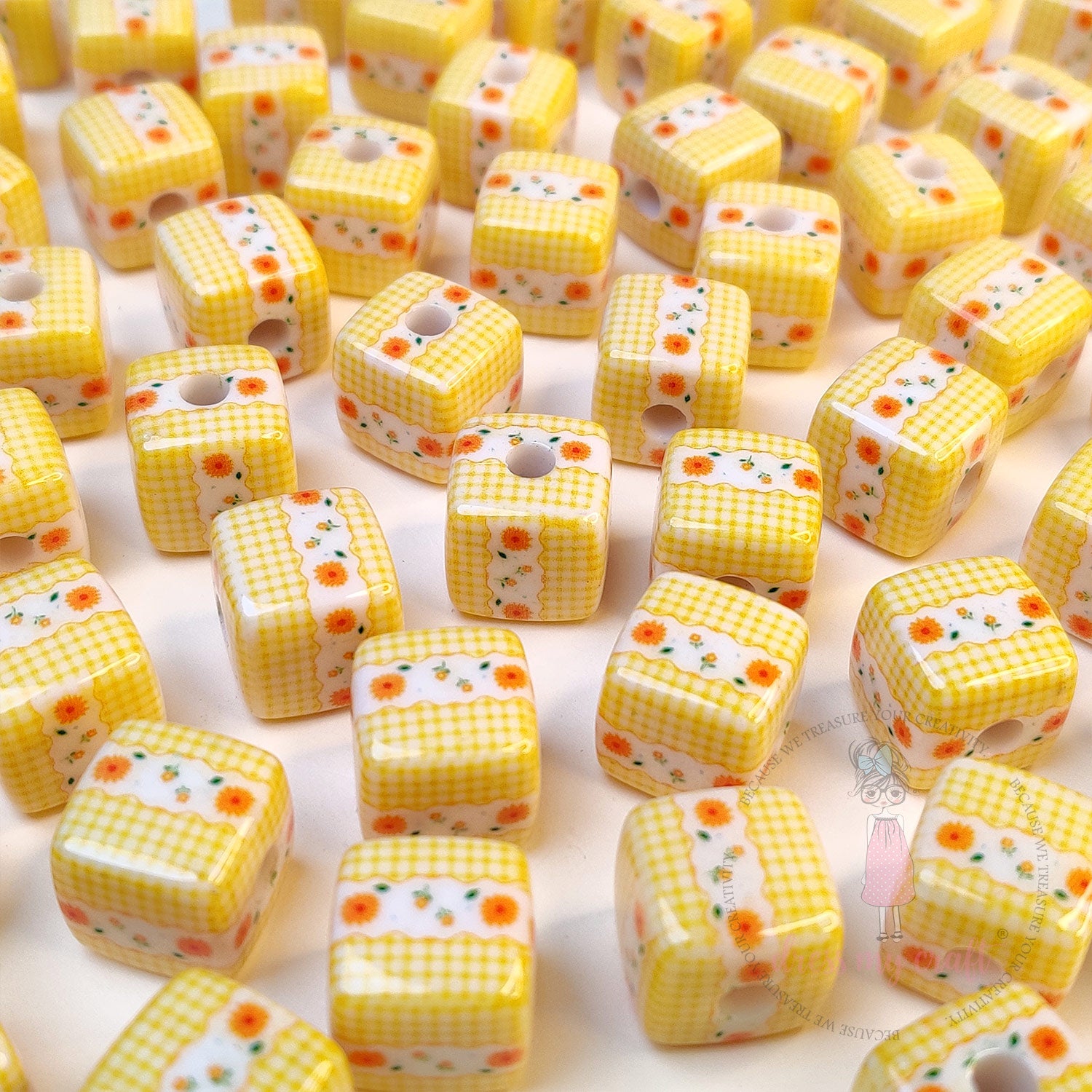 Designer Square Beads - Garden Sunshine