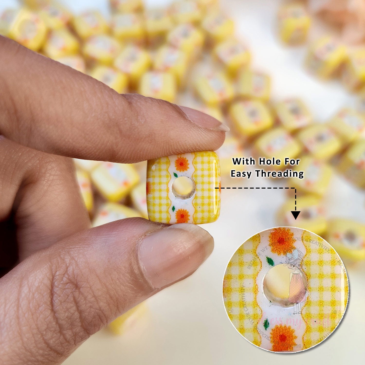 Designer Square Beads - Garden Sunshine