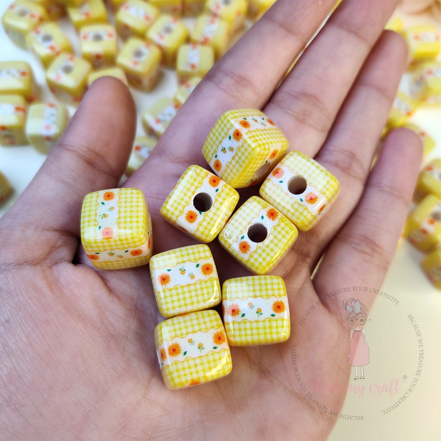 Designer Square Beads - Garden Sunshine