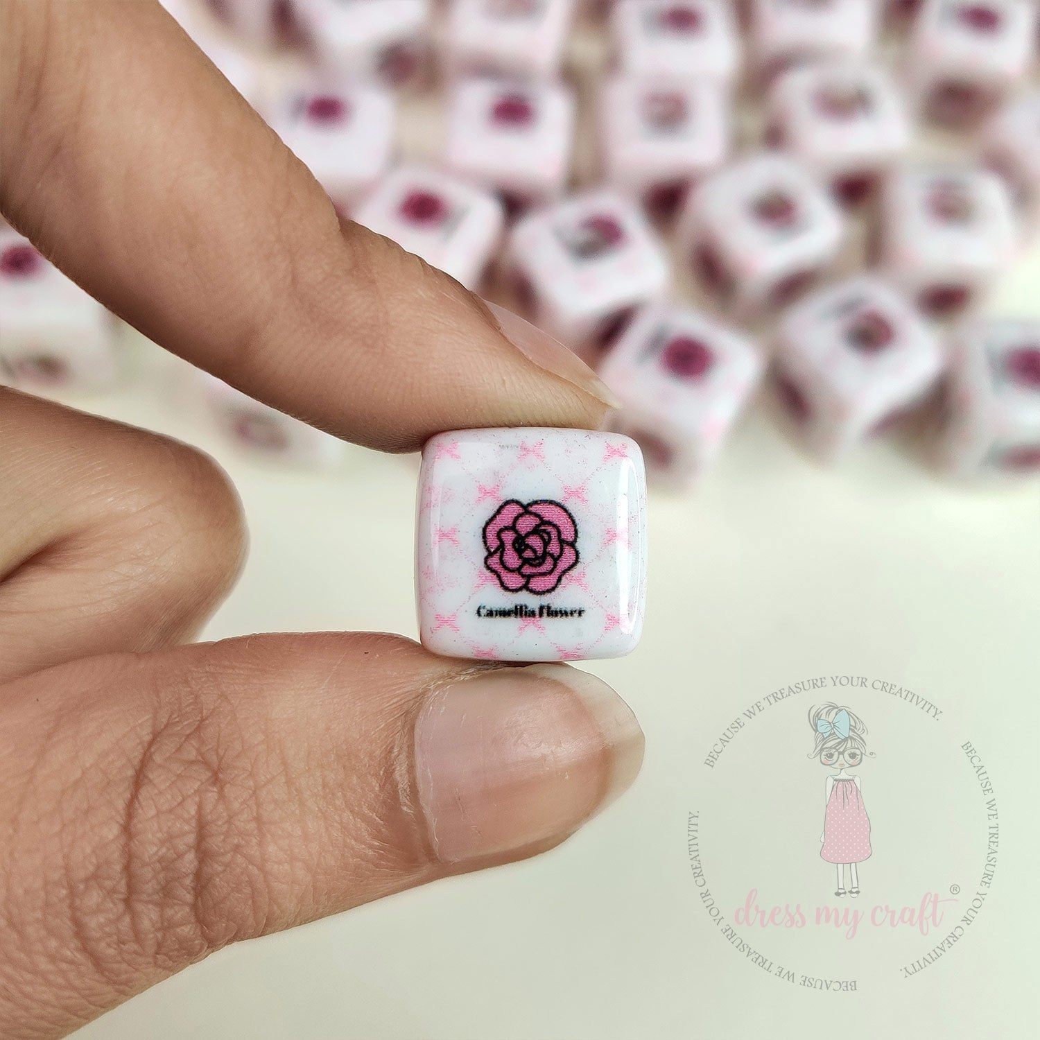 Designer Square Beads - Blush Bloom
