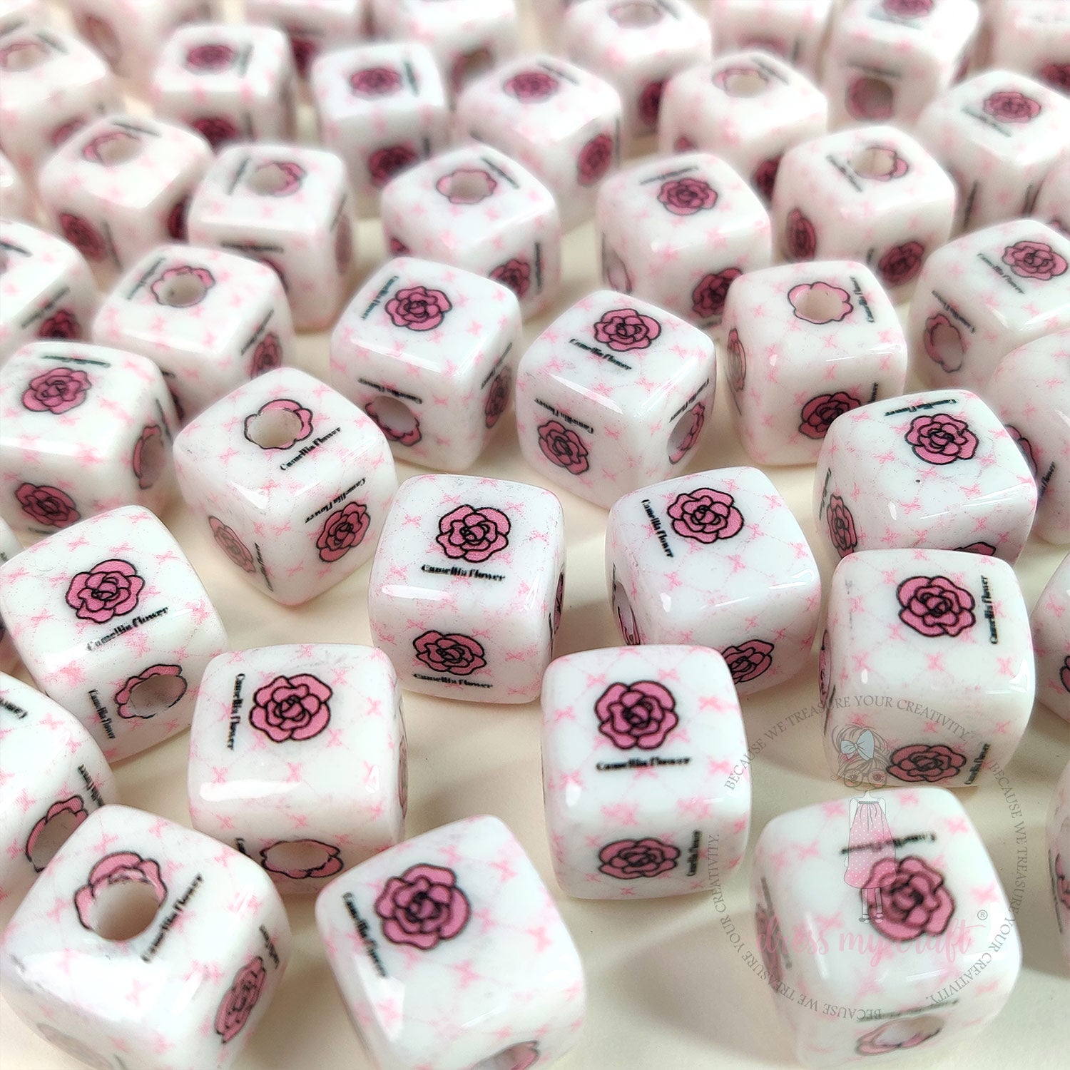Designer Square Beads - Blush Bloom