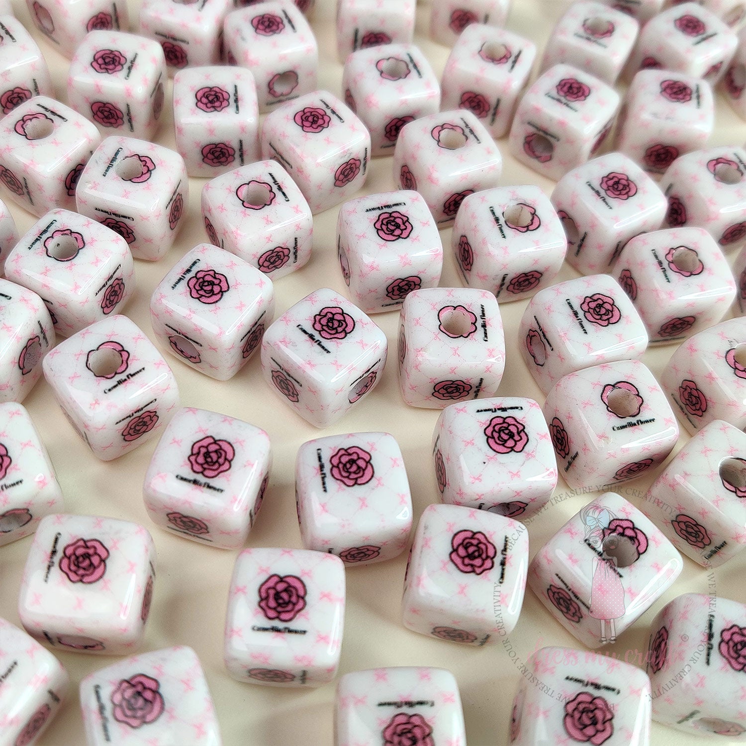 Designer Square Beads - Blush Bloom