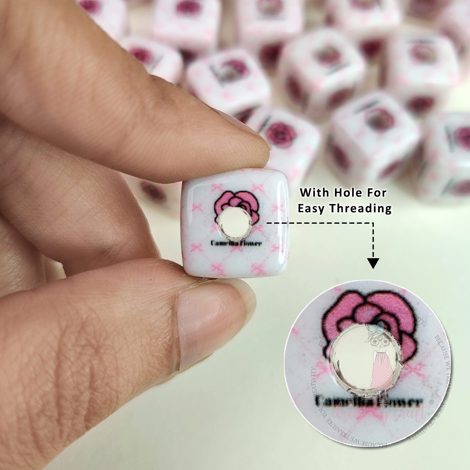 Designer Square Beads - Blush Bloom