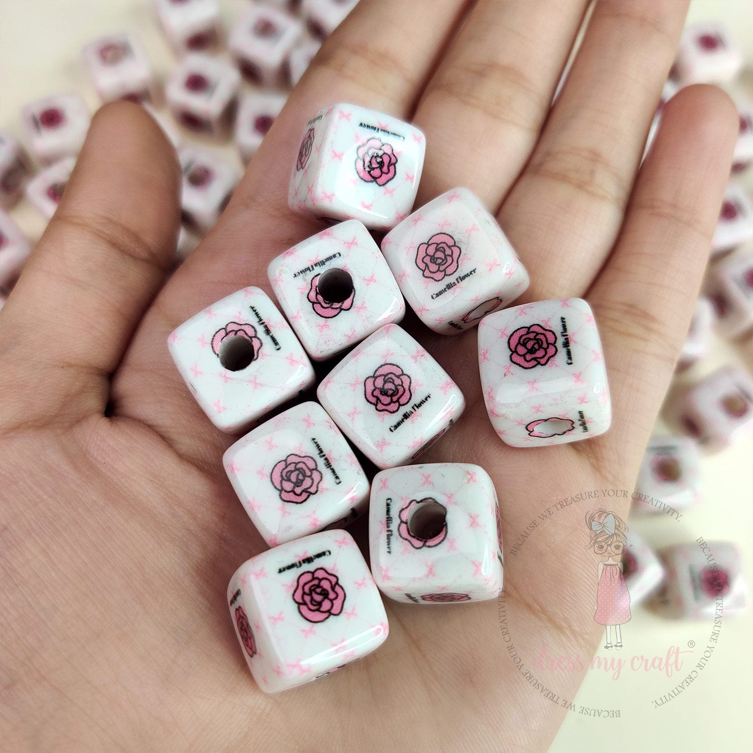 Designer Square Beads - Blush Bloom