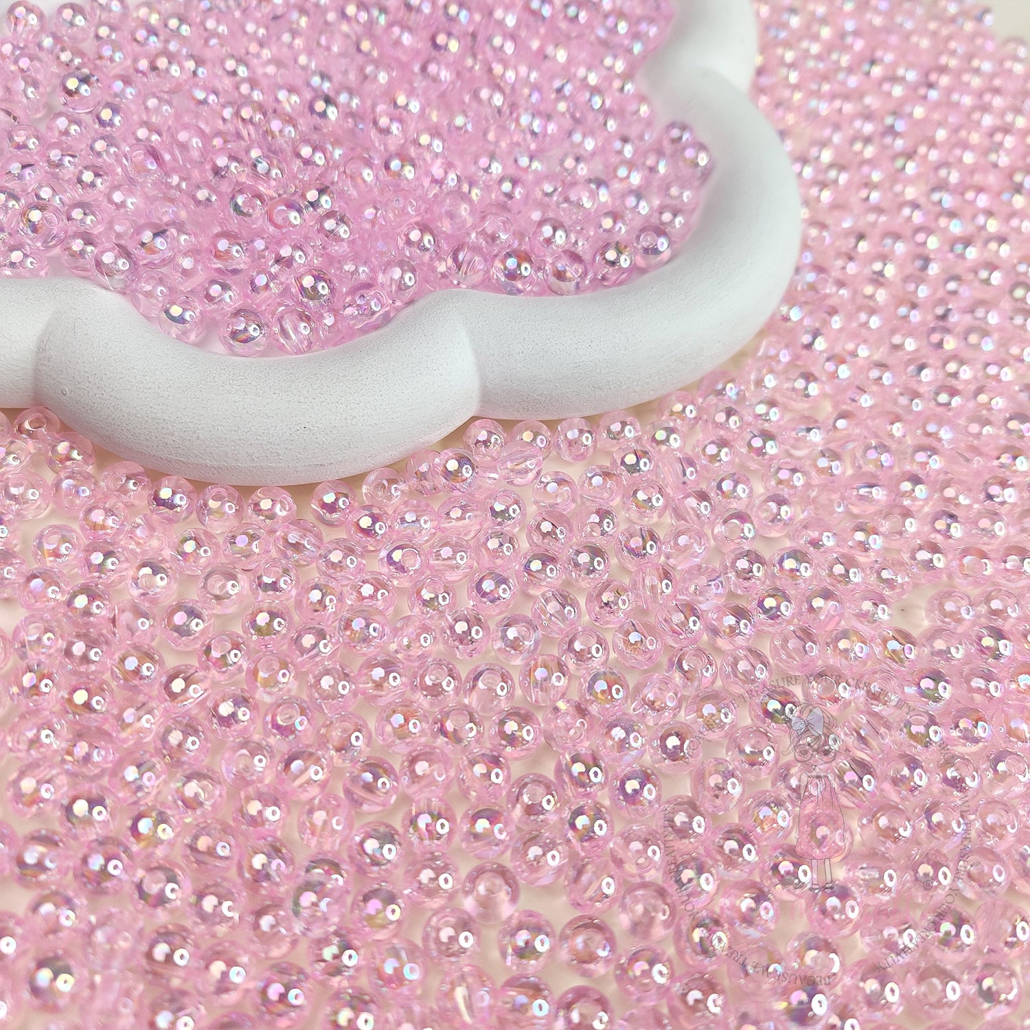 Transparent Rainbow Beads 6 MM - Pink