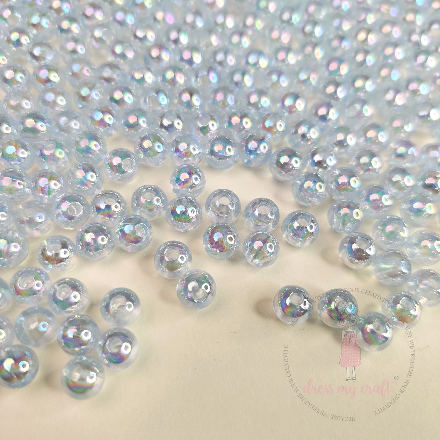 Transparent Rainbow Beads 6 MM - Blue