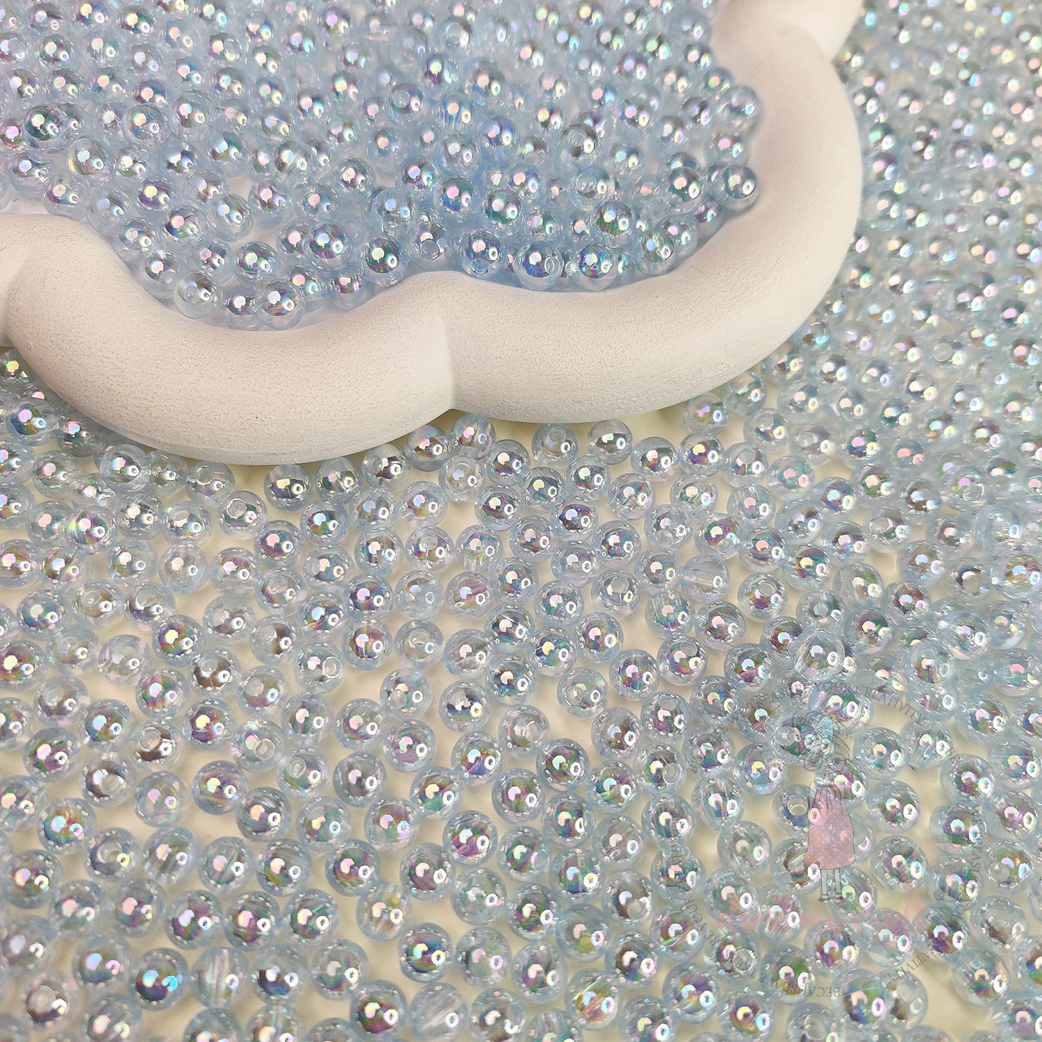 Transparent Rainbow Beads 6 MM - Blue