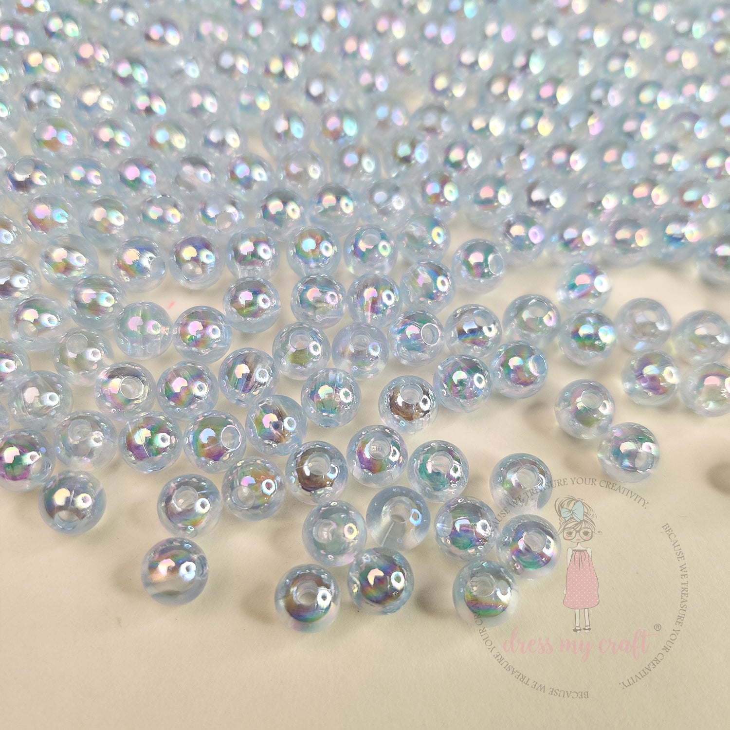 Transparent Rainbow Beads 6 MM - Blue