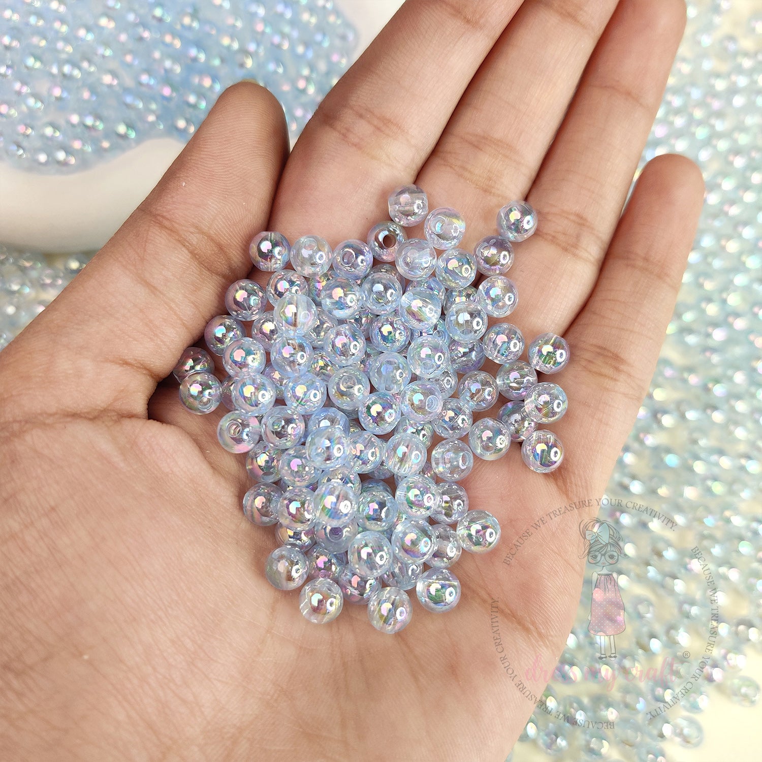 Transparent Rainbow Beads 6 MM - Blue