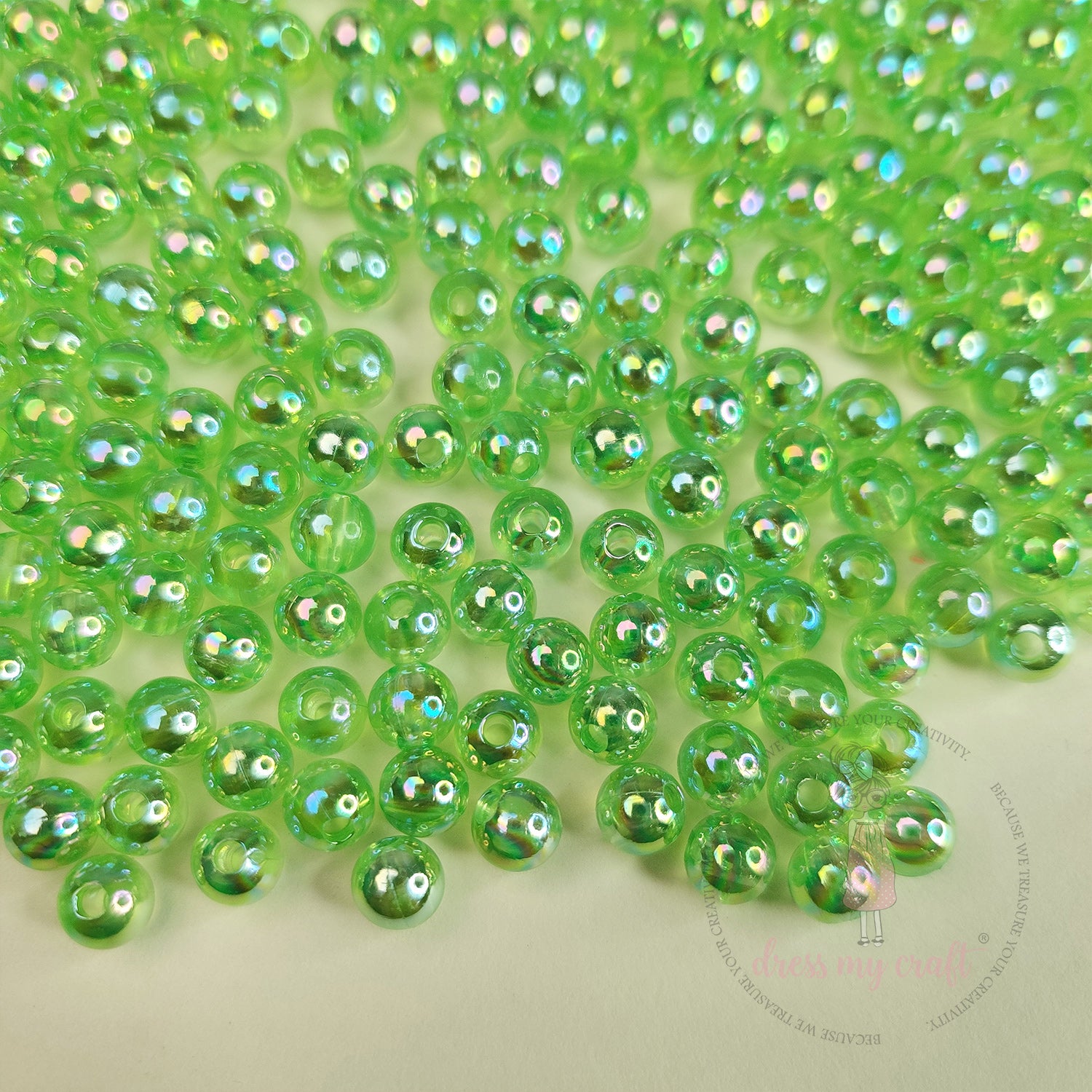 Transparent Rainbow Beads 6 MM - Green