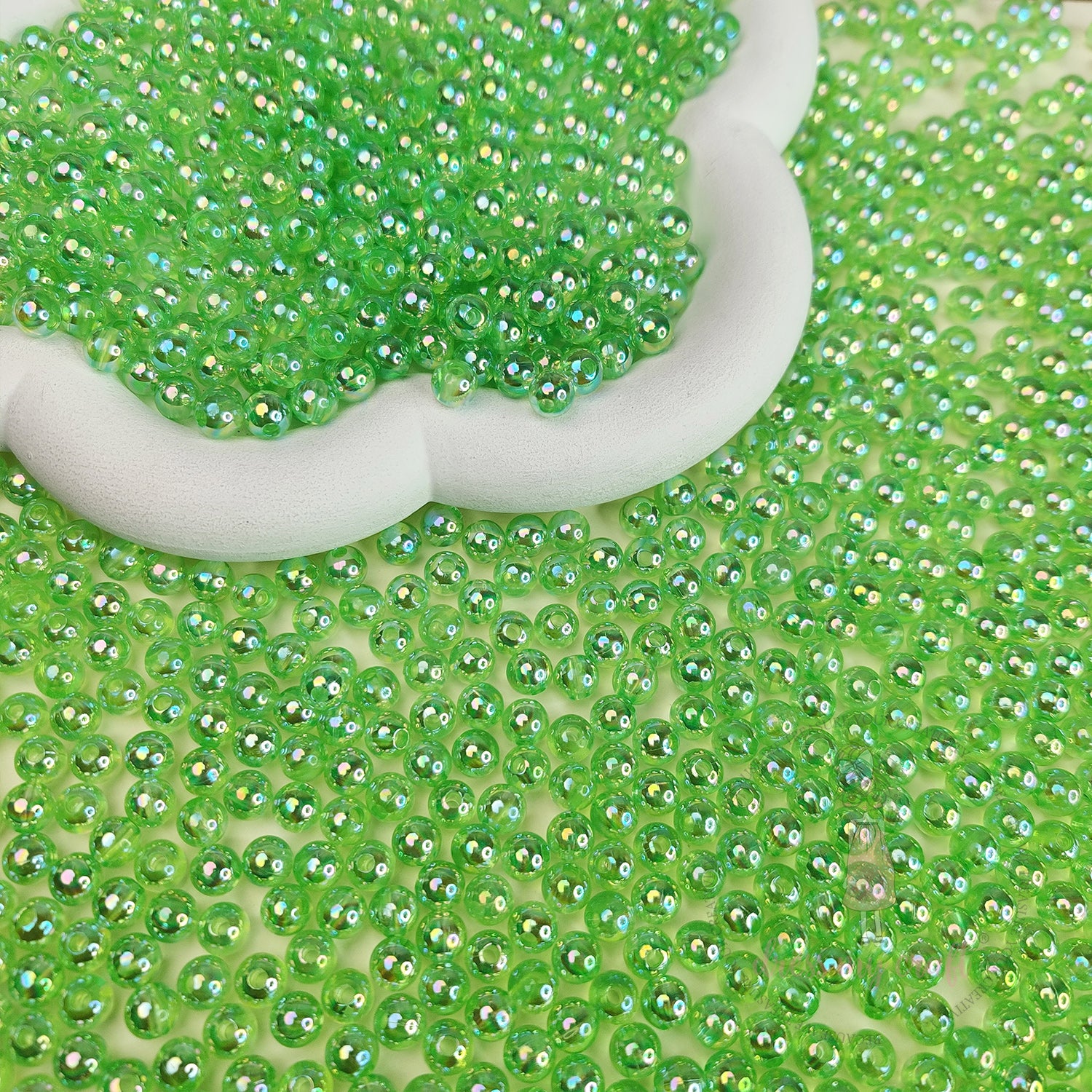 Transparent Rainbow Beads 6 MM - Green