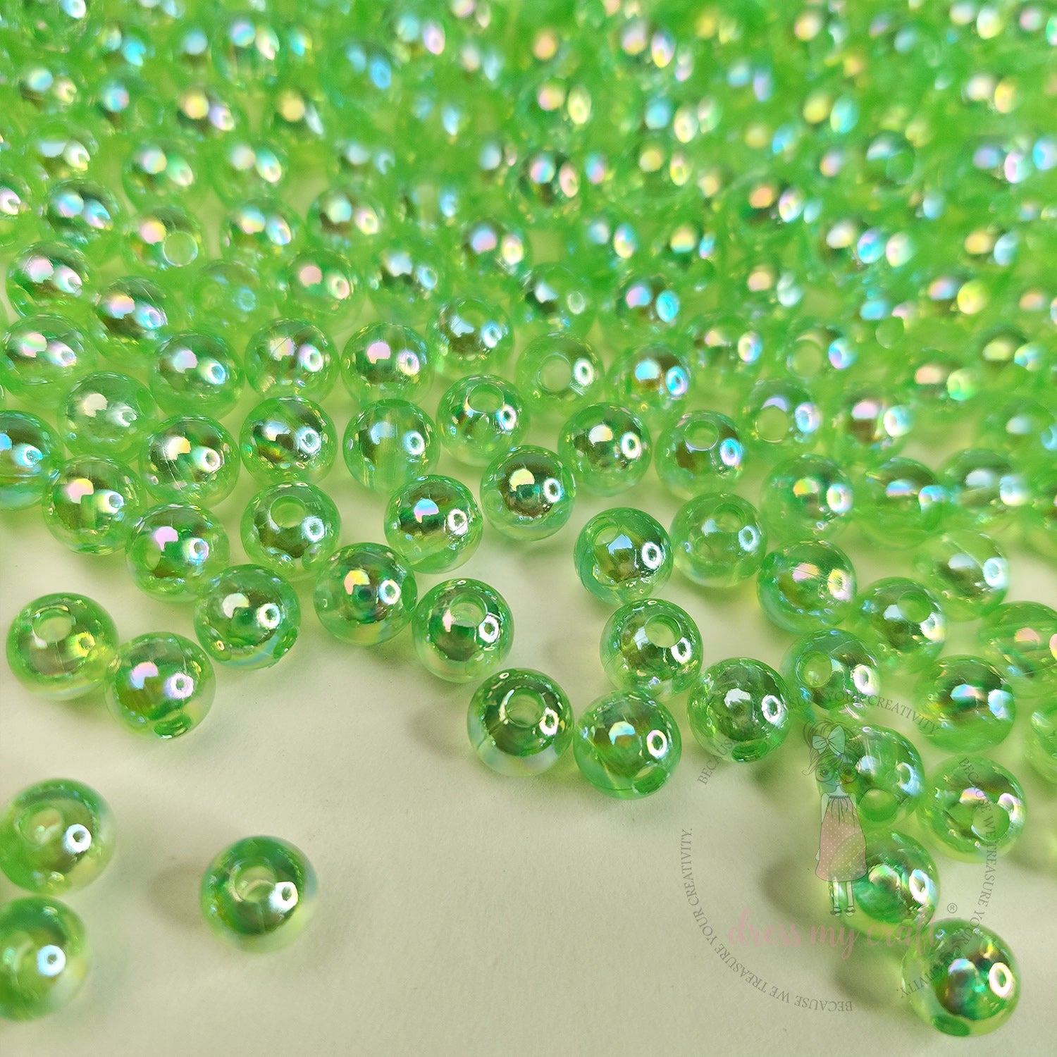 Transparent Rainbow Beads 6 MM - Green