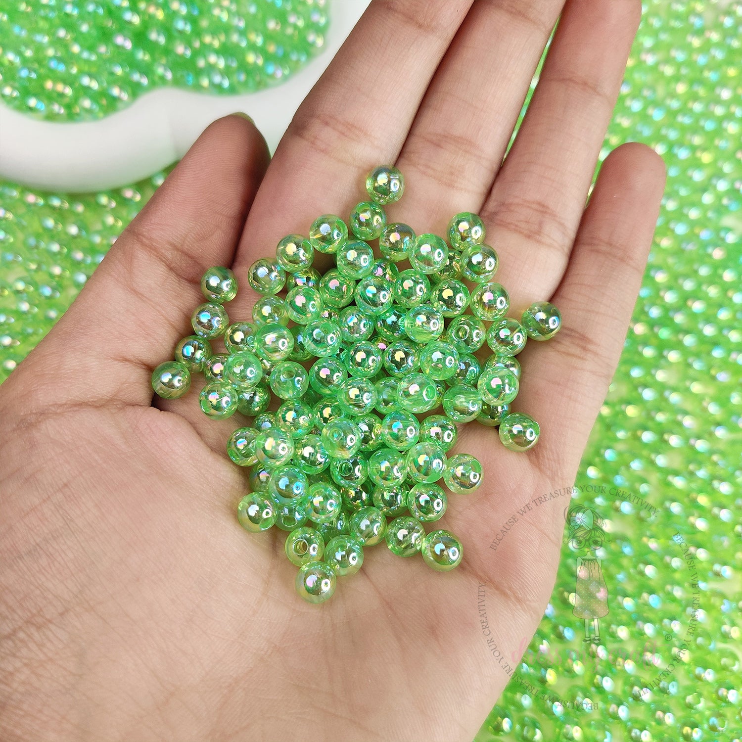 Transparent Rainbow Beads 6 MM - Green