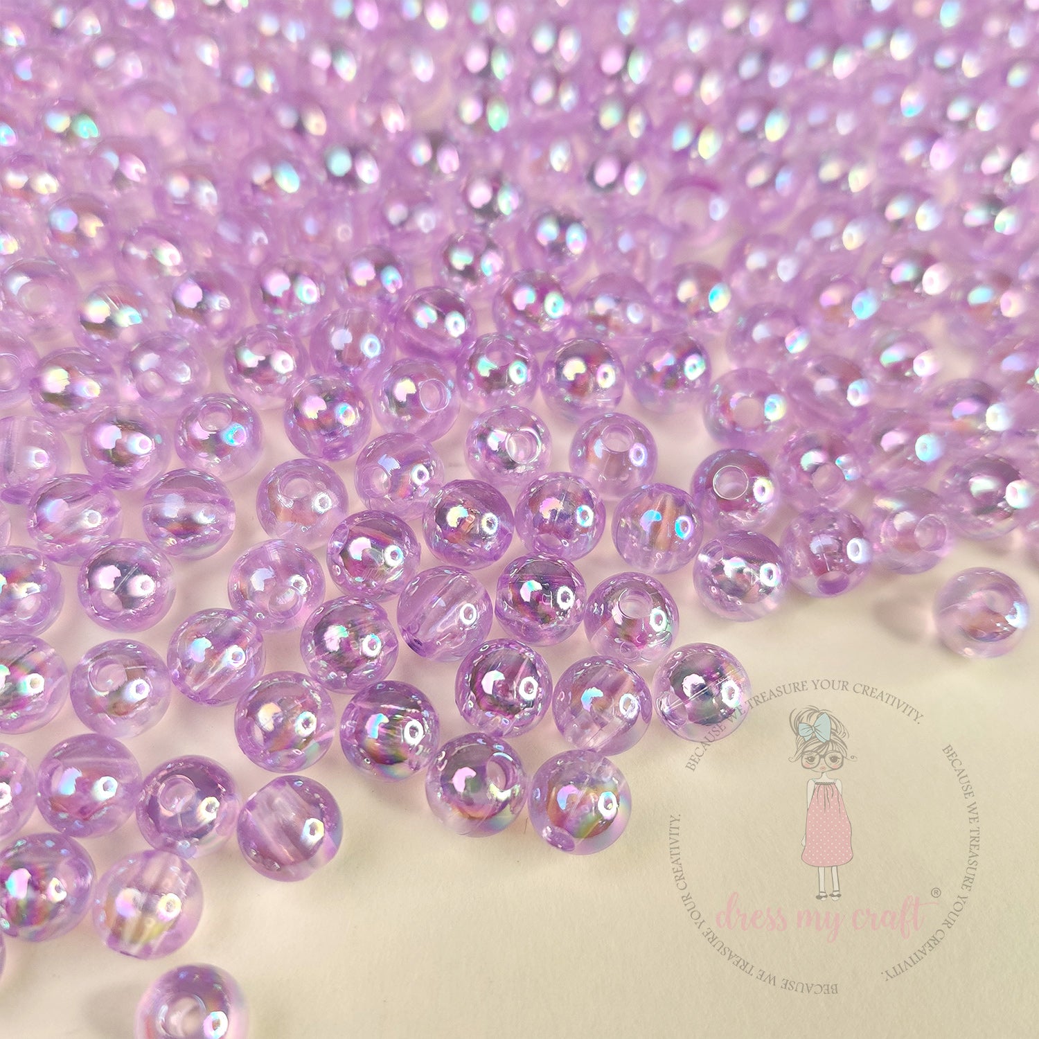 Transparent Rainbow Beads 6 MM - Purple