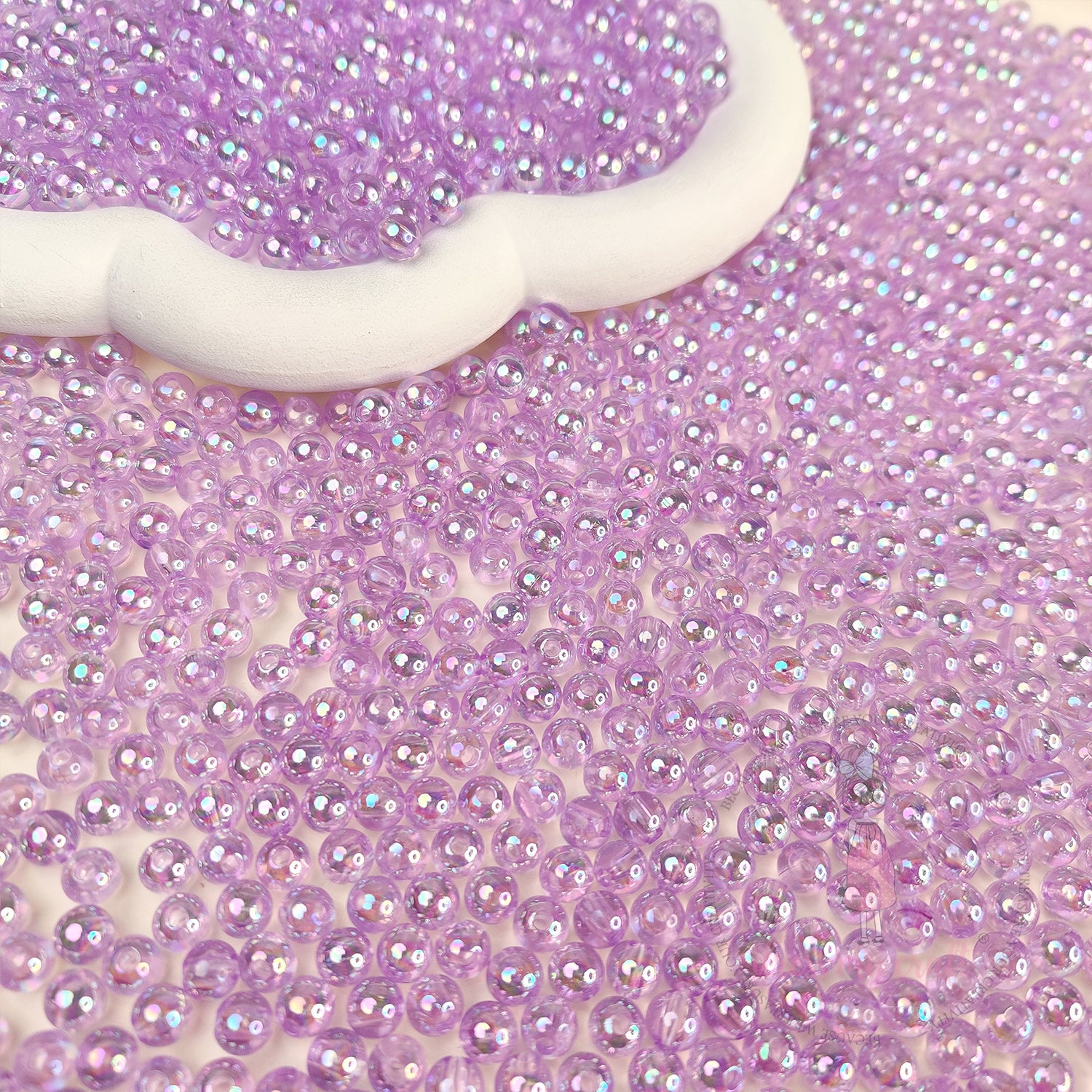 Transparent Rainbow Beads 6 MM - Purple