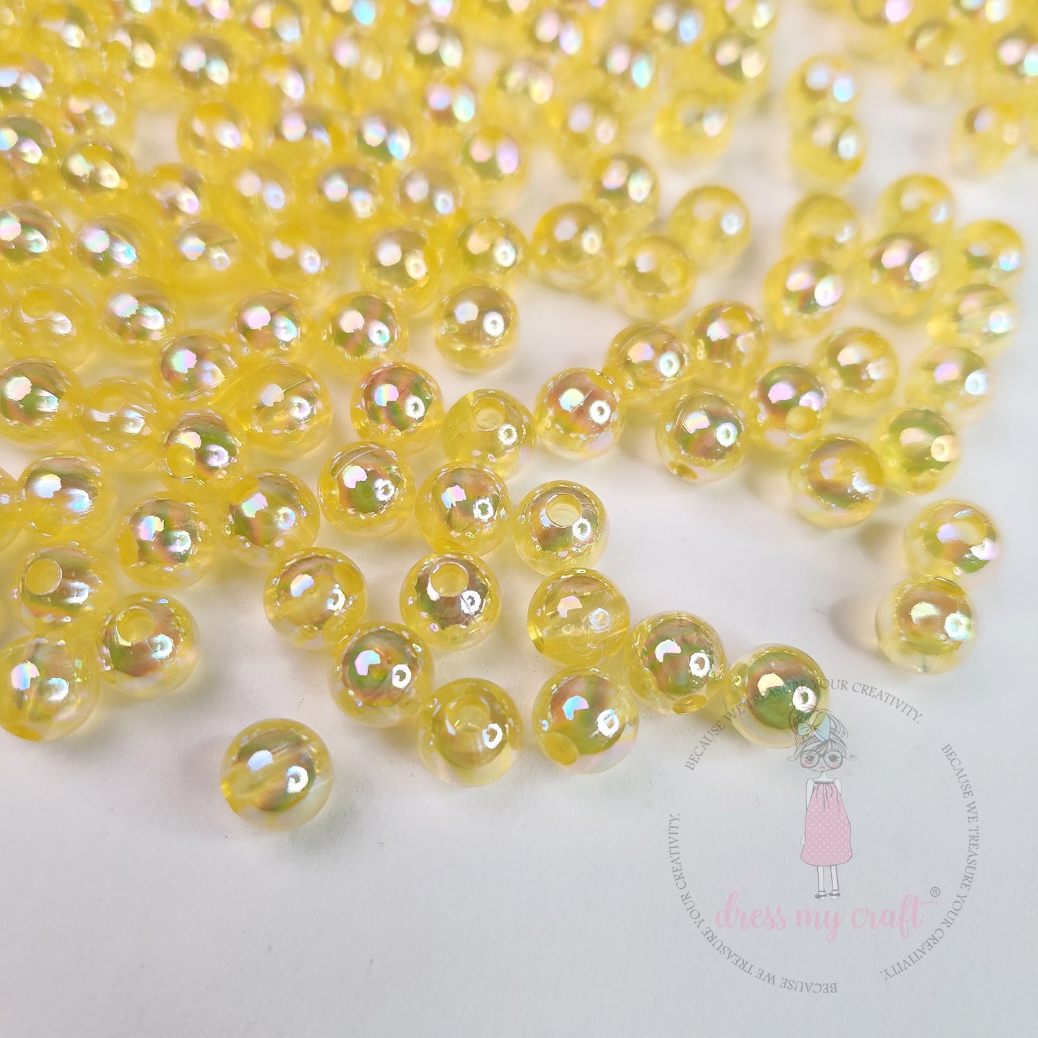 Transparent Rainbow Beads 6 MM - Yellow