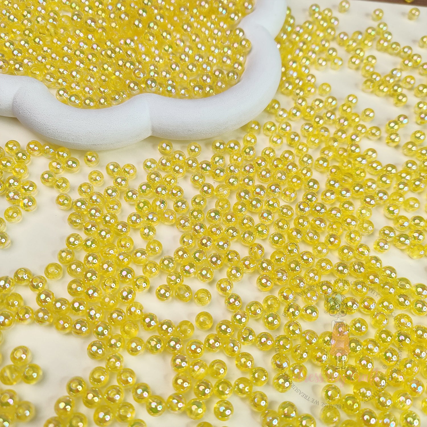 Transparent Rainbow Beads 6 MM - Yellow