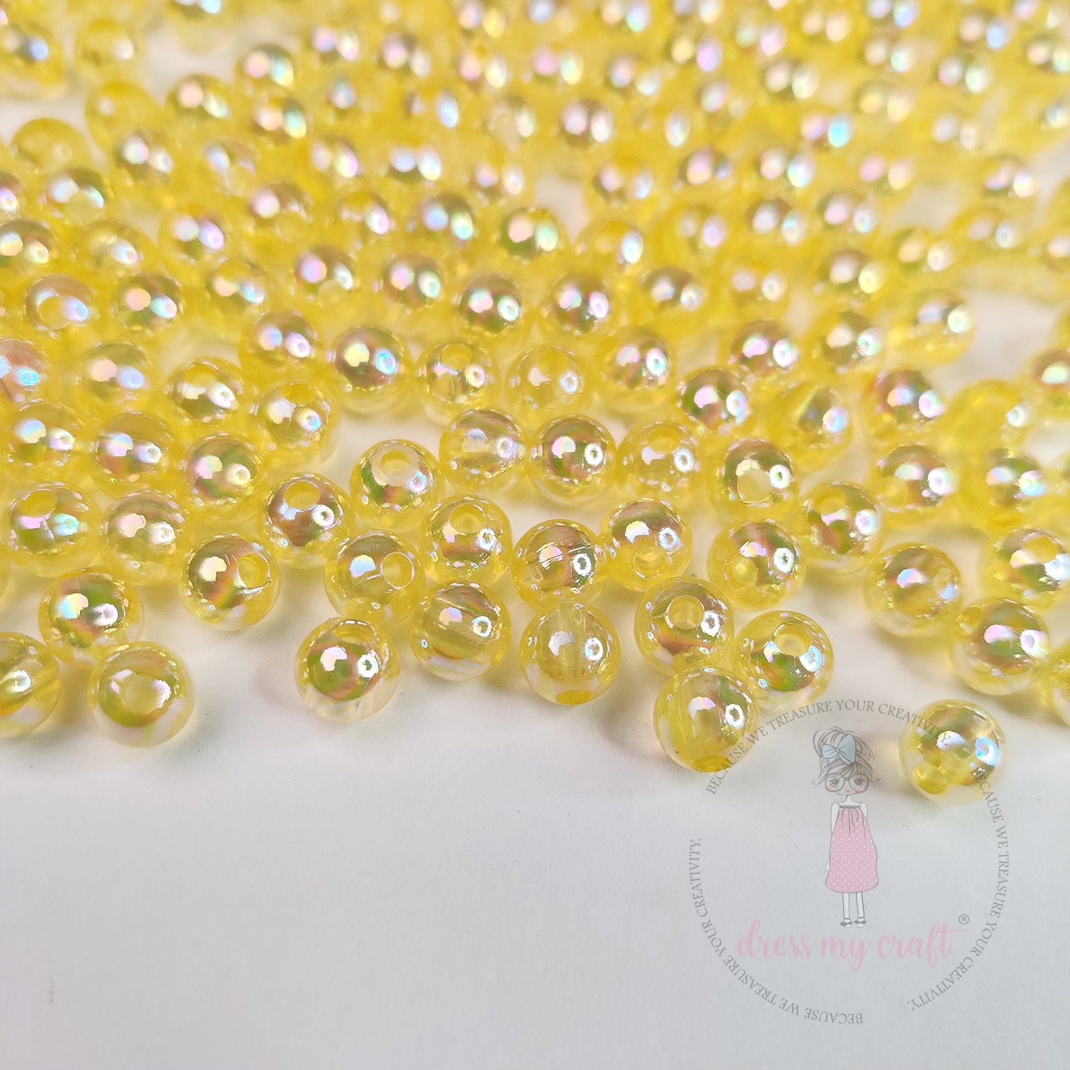 Transparent Rainbow Beads 6 MM - Yellow