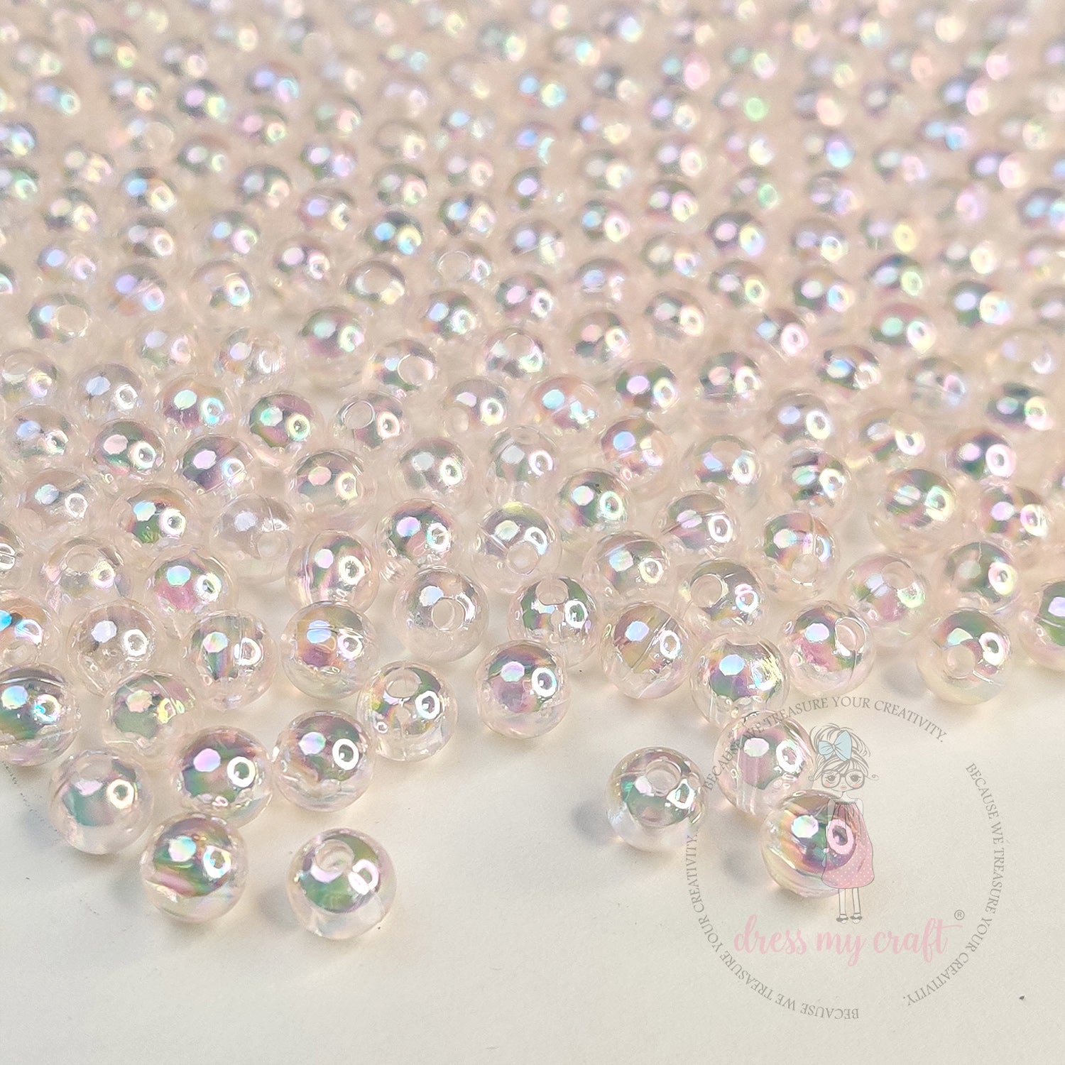 Transparent Rainbow Beads 6 MM - Peach
