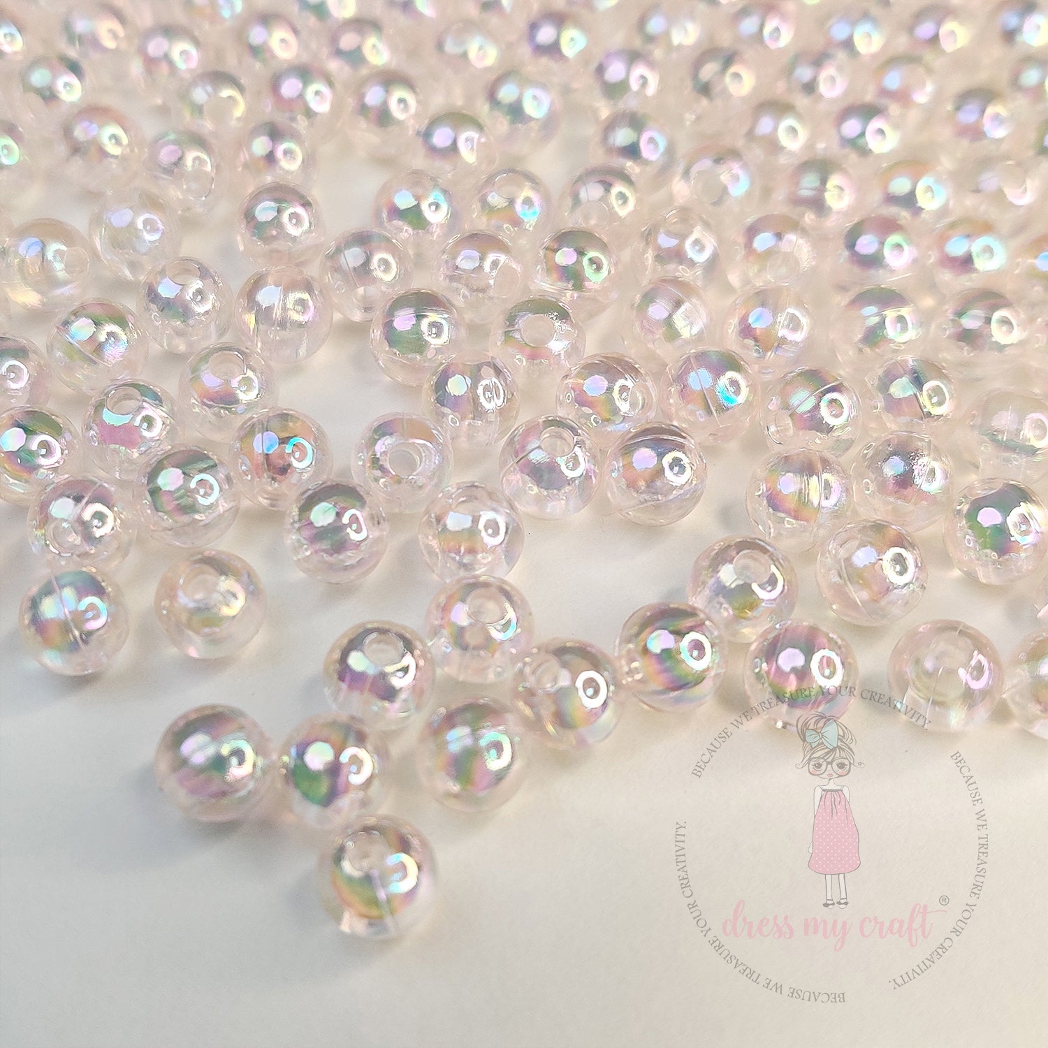 Transparent Rainbow Beads 6 MM - Peach