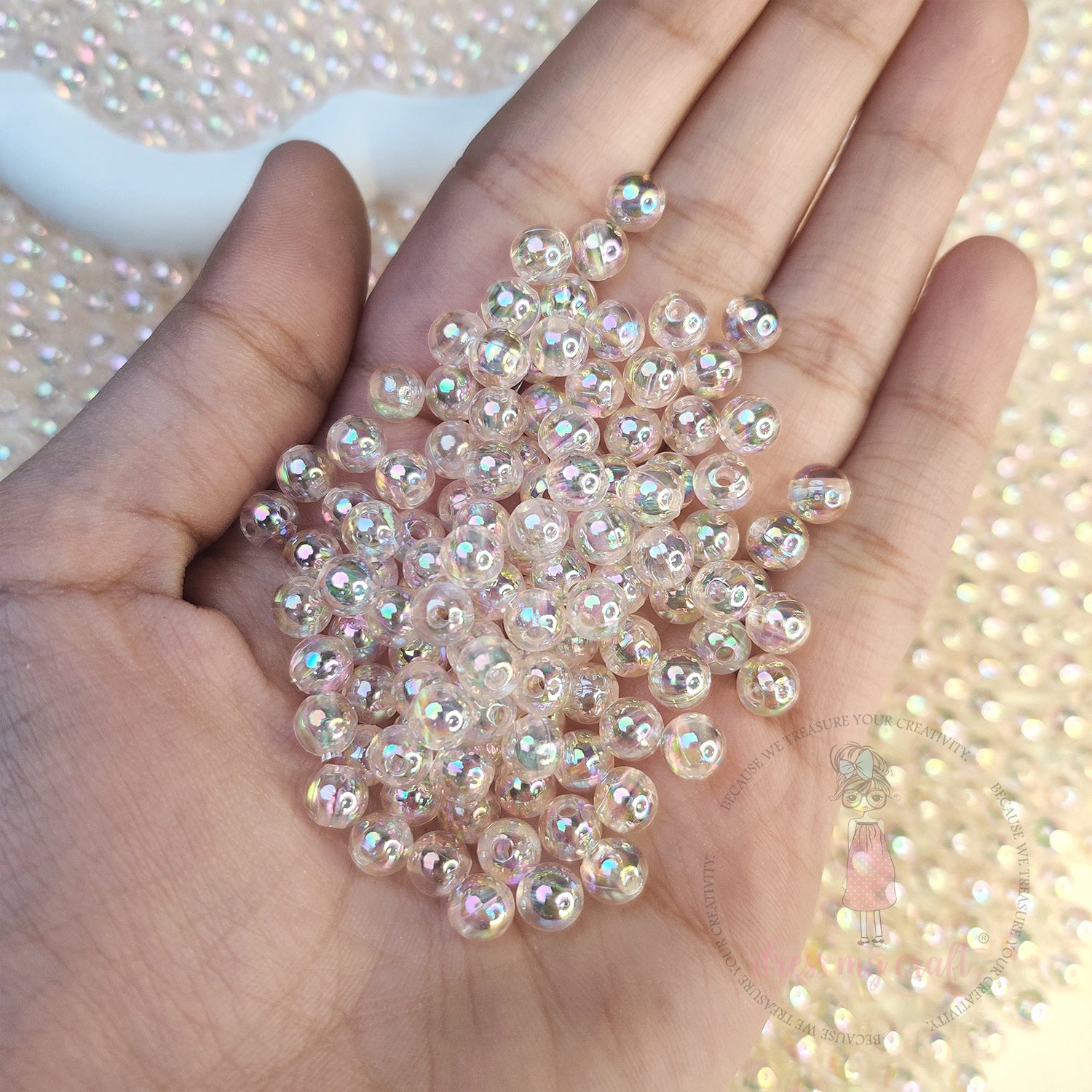 Transparent Rainbow Beads 6 MM - Peach