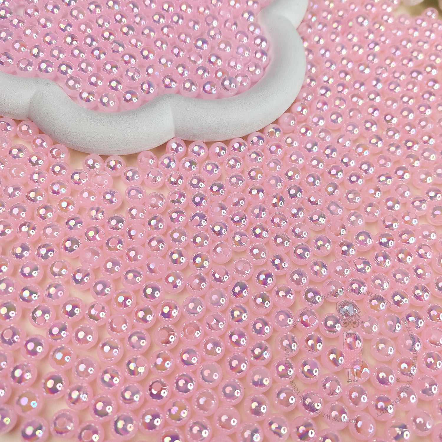Transparent Rainbow Beads 8 MM - Pink