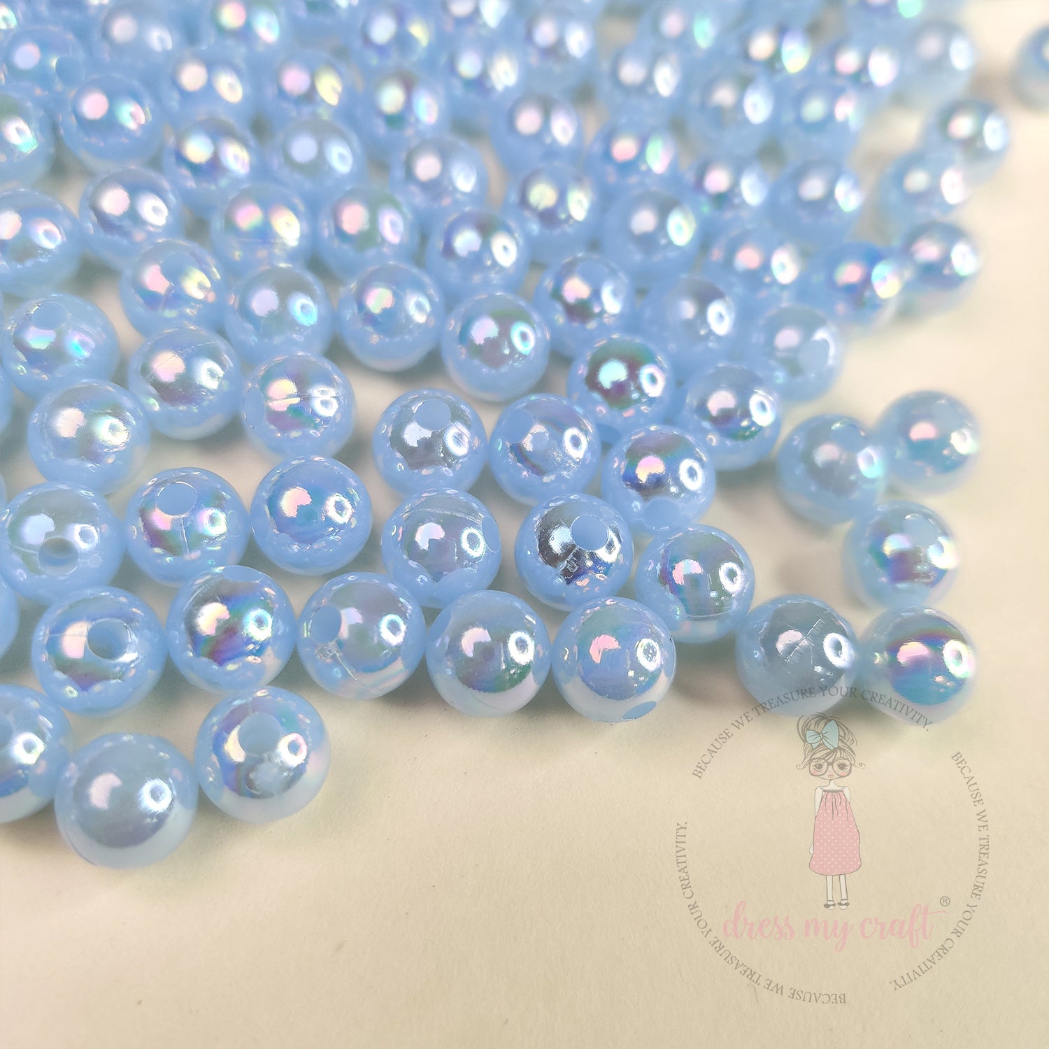 Transparent Rainbow Beads 8 MM - Blue